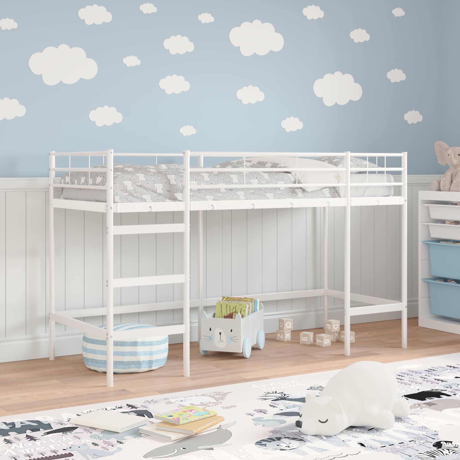 Loftbed voor Kids Wit 90 x 190 cm Staal is nu te koop bij PeponiXL, paradijselijk wonen!