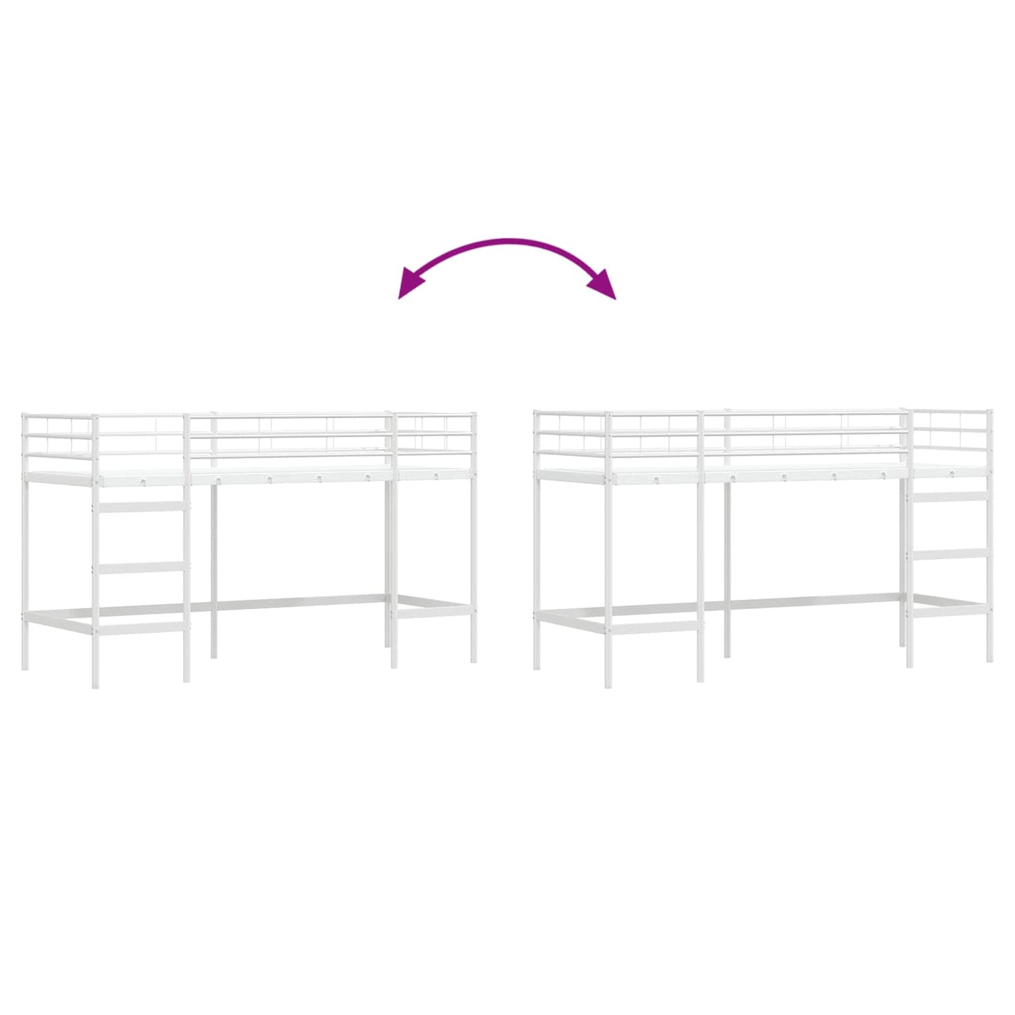 Loftbed voor Kids Wit 90 x 190 cm Staal is nu te koop bij PeponiXL, paradijselijk wonen!