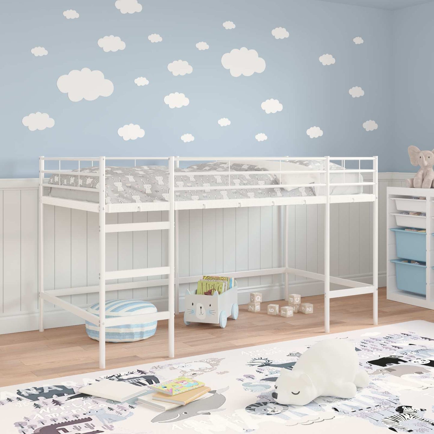 Loftbed voor Kids Wit 90 x 200 cm Staal is nu te koop bij PeponiXL, paradijselijk wonen!