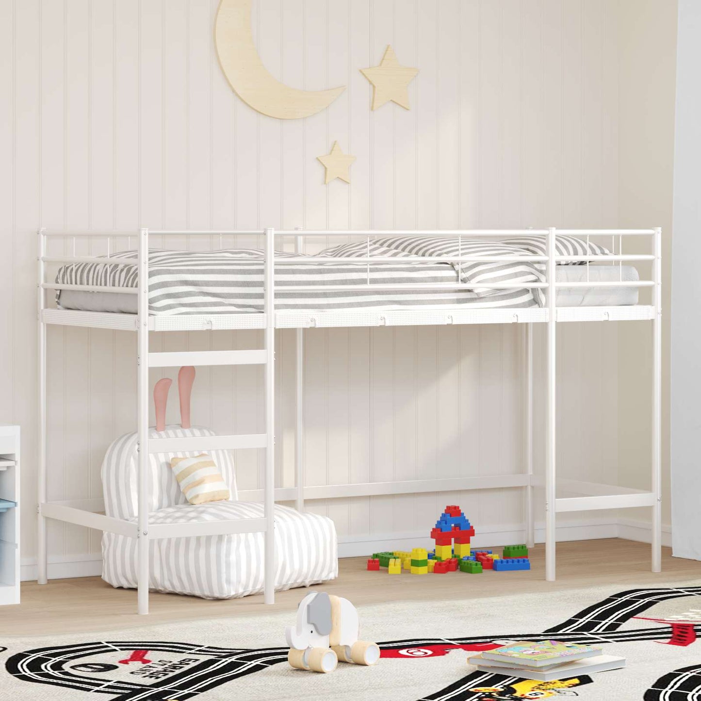 Loftbed voor Kids Wit 99,5 x 190 cm Staal is nu te koop bij PeponiXL, paradijselijk wonen!