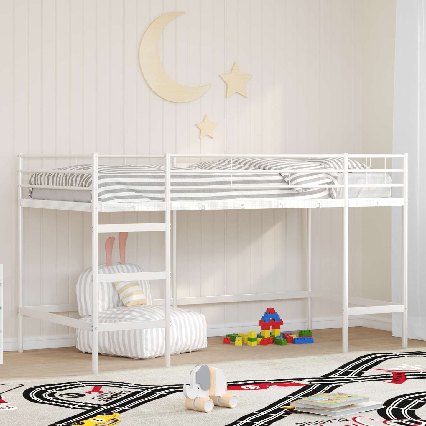 Loftbed voor Kids Wit 107 x 200 cm Staal is nu te koop bij PeponiXL, paradijselijk wonen!