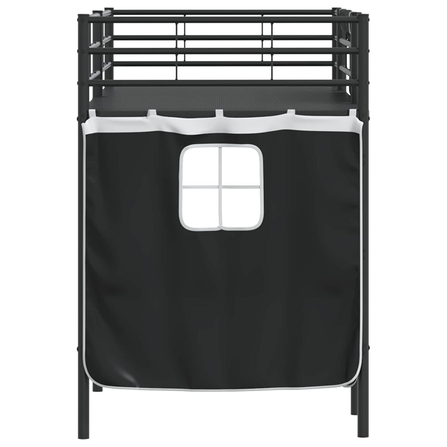 Loftbedframe voor Kinderen met Gordijnen Zwart 75 x 190 cm is nu te koop bij PeponiXL, paradijselijk wonen!