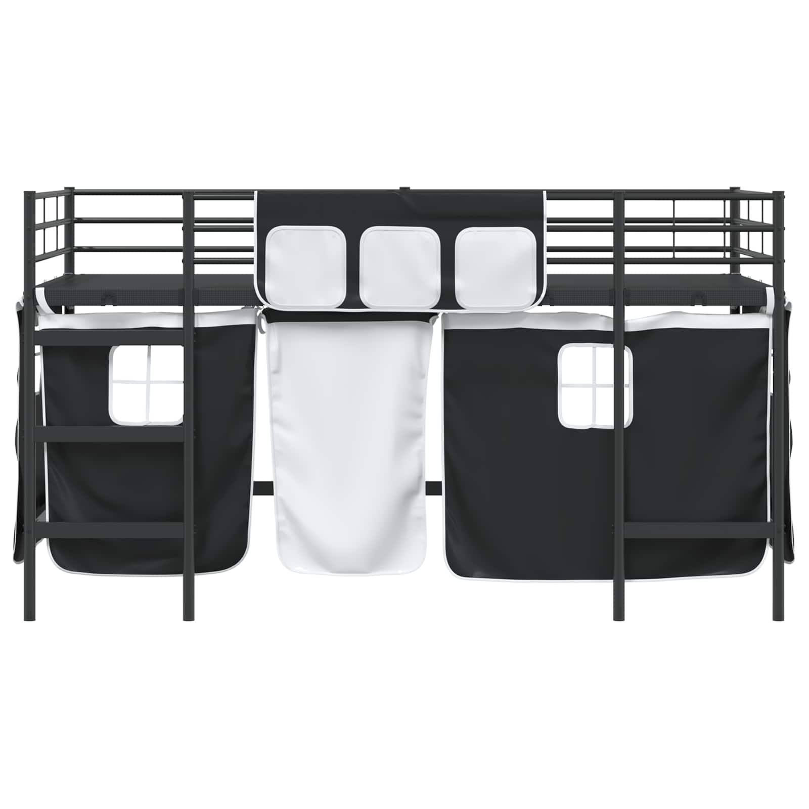 Loftbedframe voor Kinderen met Gordijnen Zwart 80 x 200 cm is nu te koop bij PeponiXL, paradijselijk wonen!