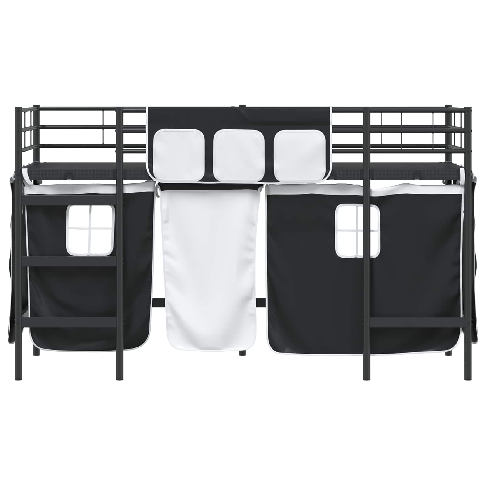 Loftbedframe voor Kinderen met Gordijnen Zwart 90 x 190 cm is nu te koop bij PeponiXL, paradijselijk wonen!