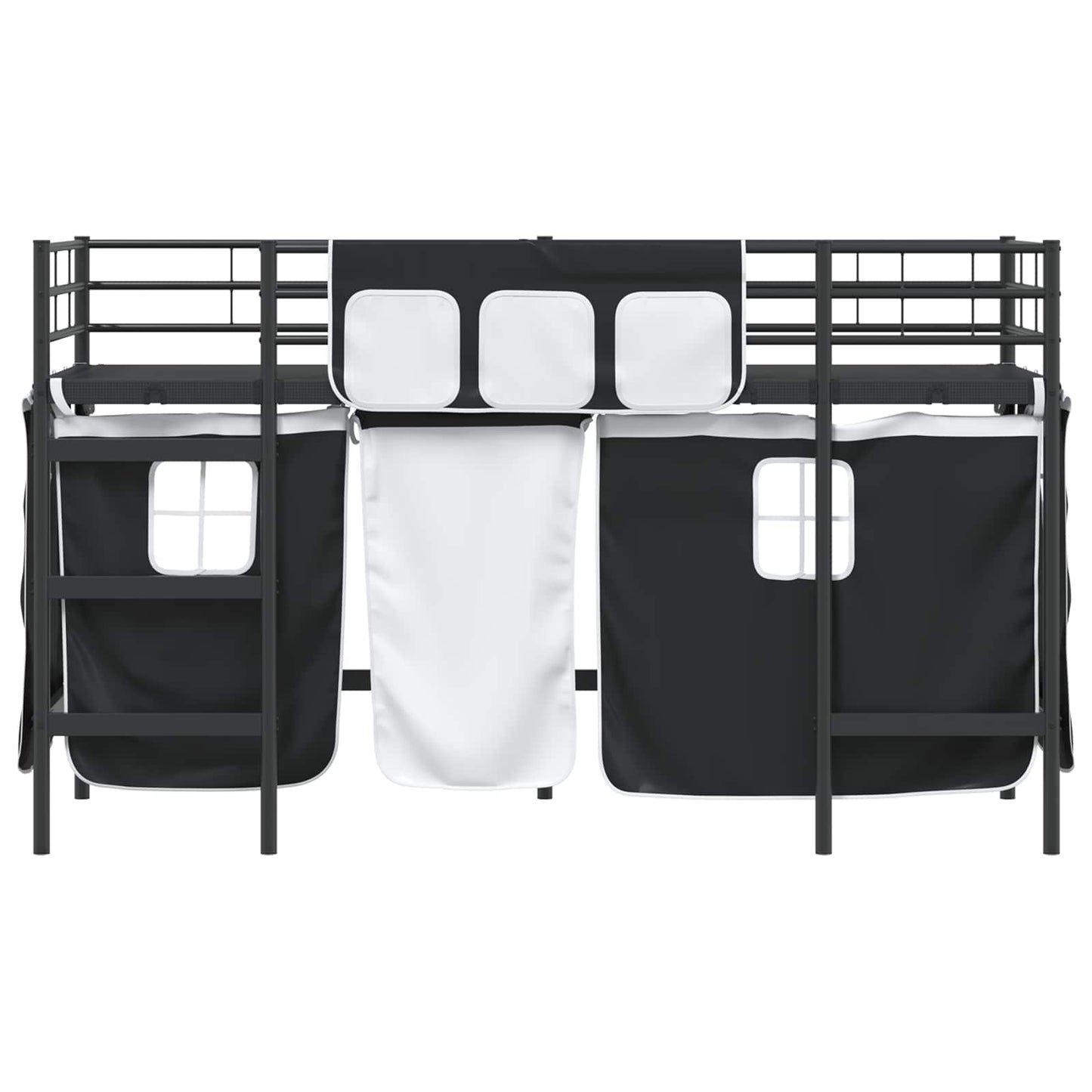 Loftbedframe voor Kinderen met Gordijnen Zwart 100 x 190 cm is nu te koop bij PeponiXL, paradijselijk wonen!