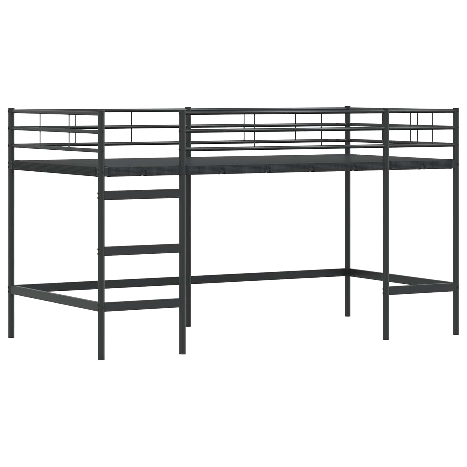 Loftbedframe voor Kinderen met Gordijnen Zwart 100 x 200 cm is nu te koop bij PeponiXL, paradijselijk wonen!