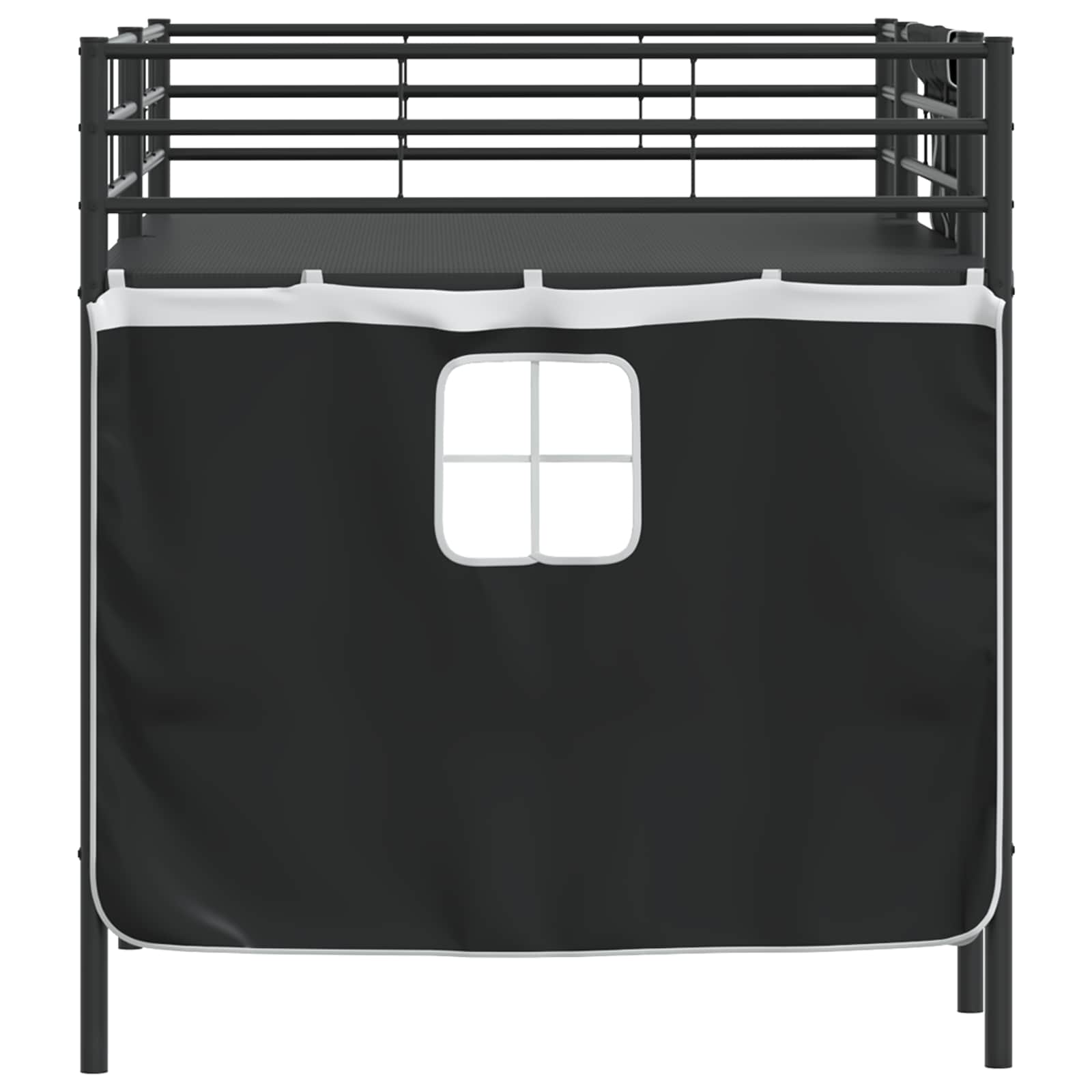 Loftbedframe voor Kinderen met Gordijnen Zwart 100 x 200 cm is nu te koop bij PeponiXL, paradijselijk wonen!