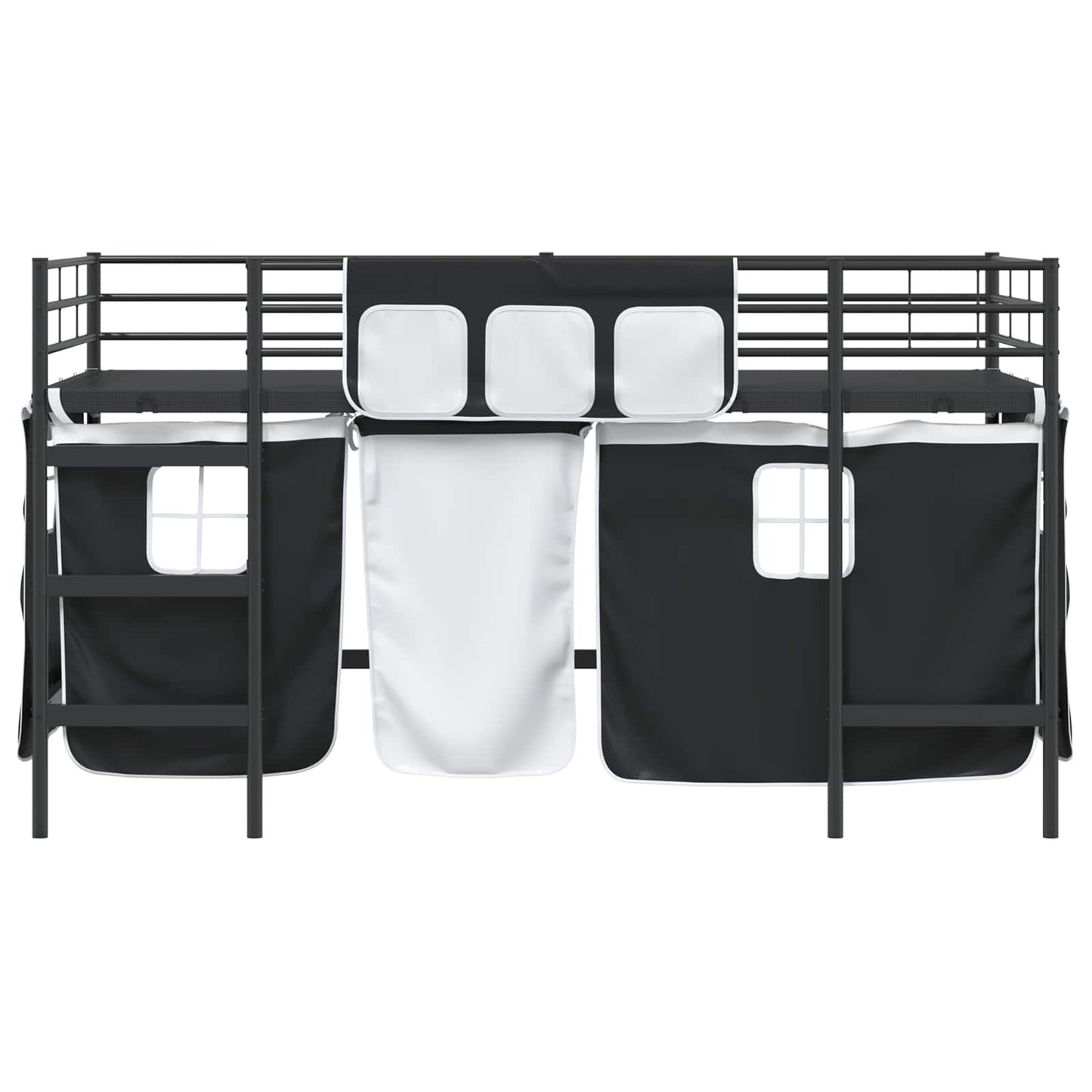 Loftbedframe voor Kinderen met Gordijnen Zwart 107 x 200 cm is nu te koop bij PeponiXL, paradijselijk wonen!