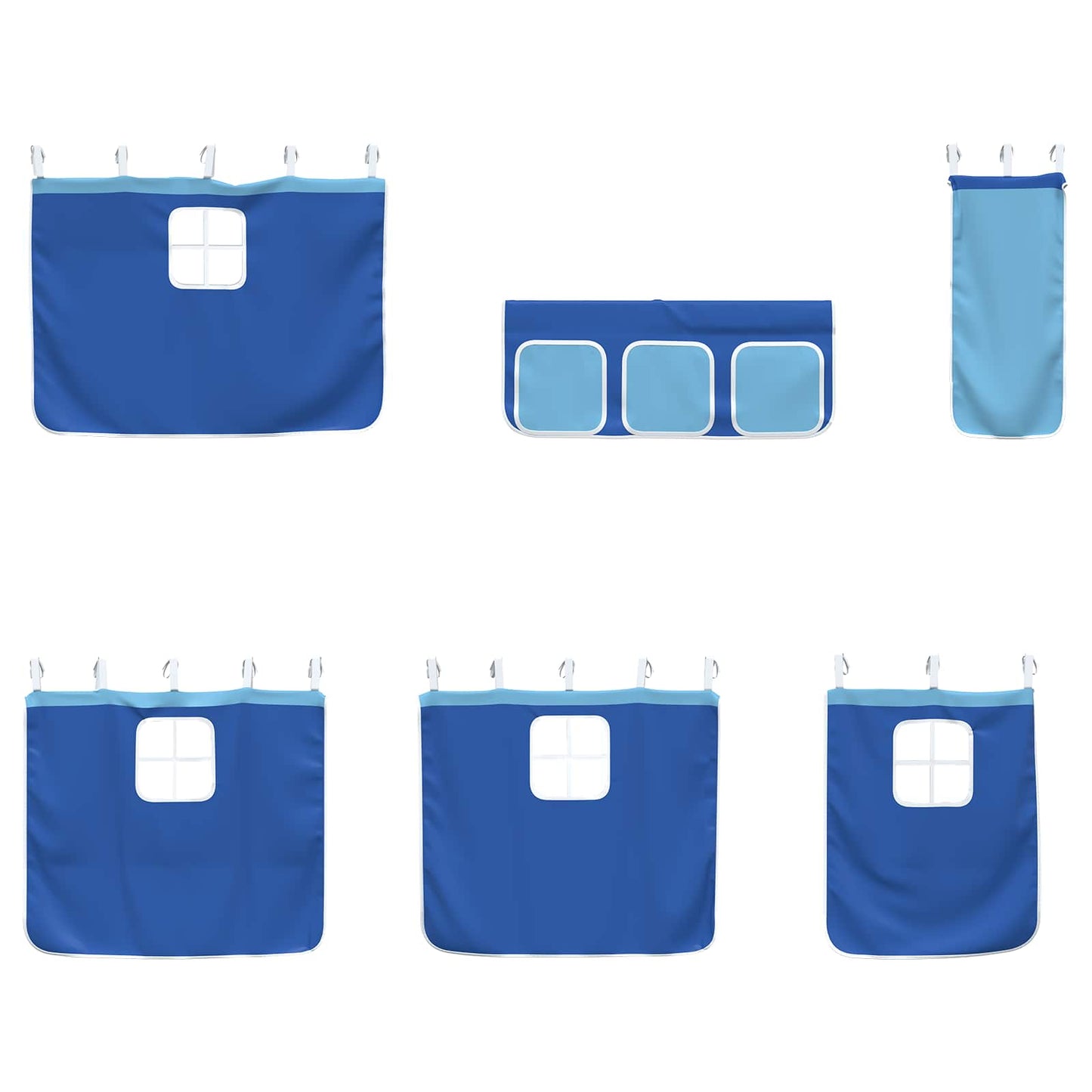Loftbedframe voor Kinderen met Gordijnen Zwart en Blauw is nu te koop bij PeponiXL, paradijselijk wonen!