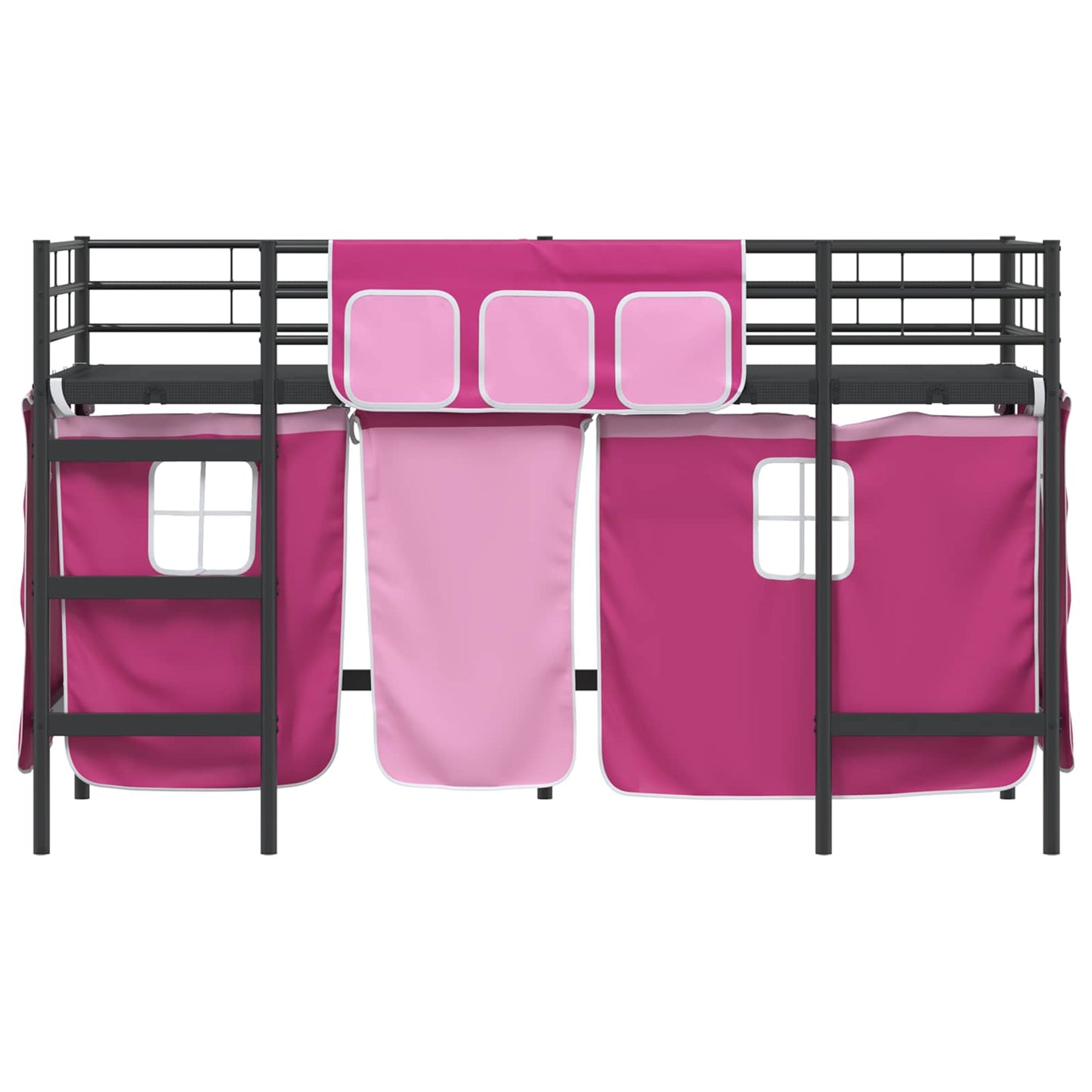 Loftbedframe voor Kinderen met Gordijnen Zwart en Roze is nu te koop bij PeponiXL, paradijselijk wonen!