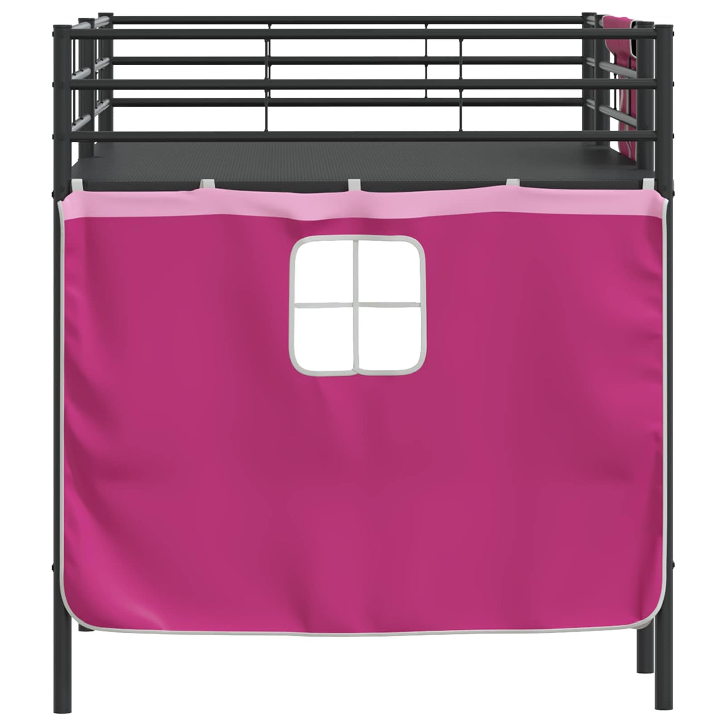 Loftbedframe voor Kinderen met Gordijnen Zwart en Roze is nu te koop bij PeponiXL, paradijselijk wonen!