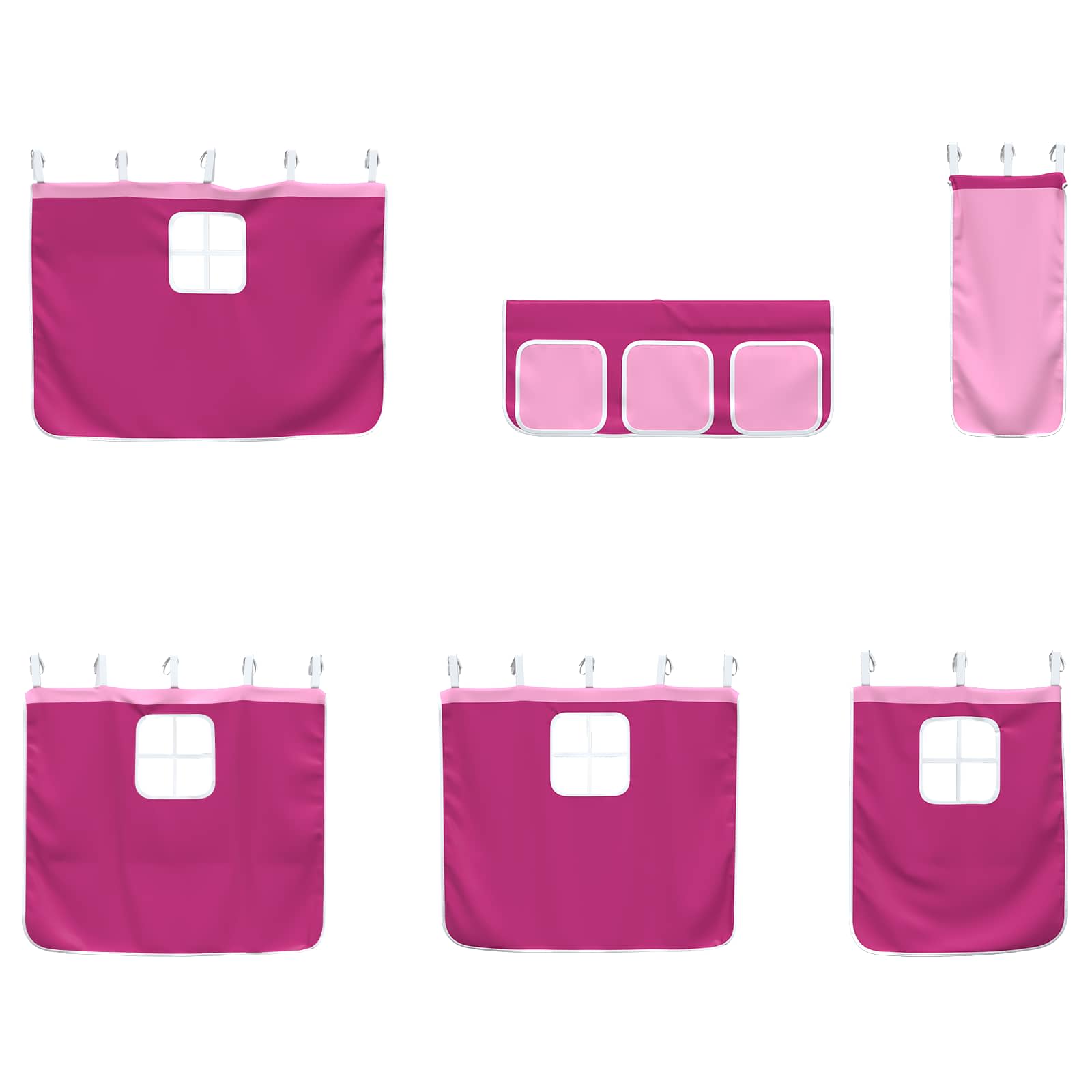 Loftbedframe voor Kinderen met Gordijnen Zwart en Roze is nu te koop bij PeponiXL, paradijselijk wonen!