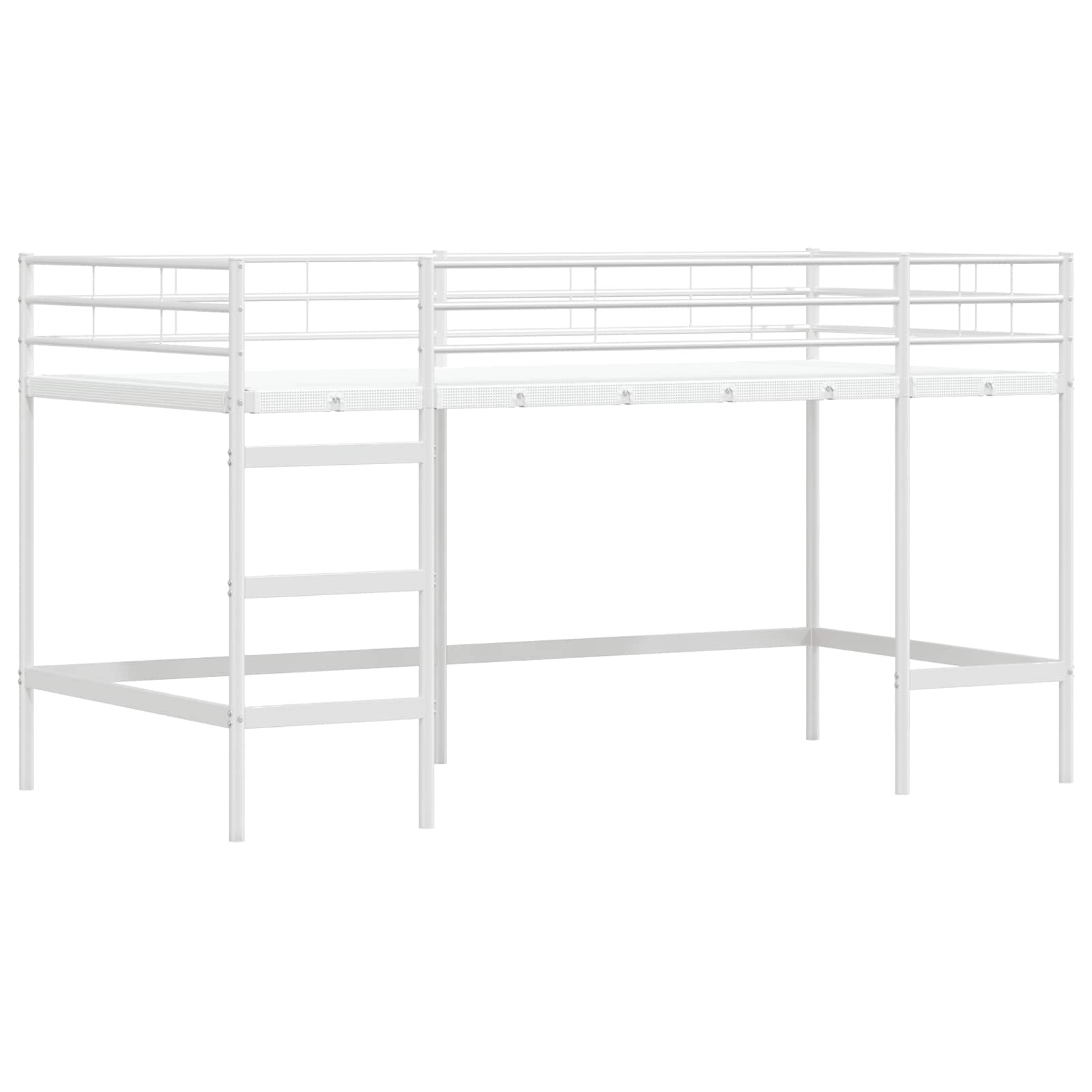 Loftbedframe voor Kinderen met Gordijnen Wit en zwart is nu te koop bij PeponiXL, paradijselijk wonen!
