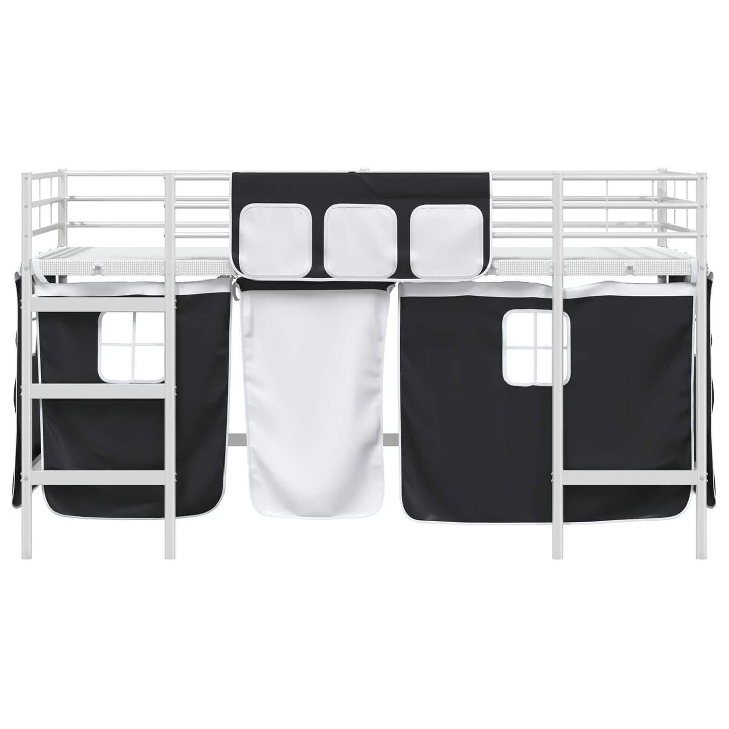 Loftbedframe voor Kinderen met Gordijnen Wit en zwart is nu te koop bij PeponiXL, paradijselijk wonen!