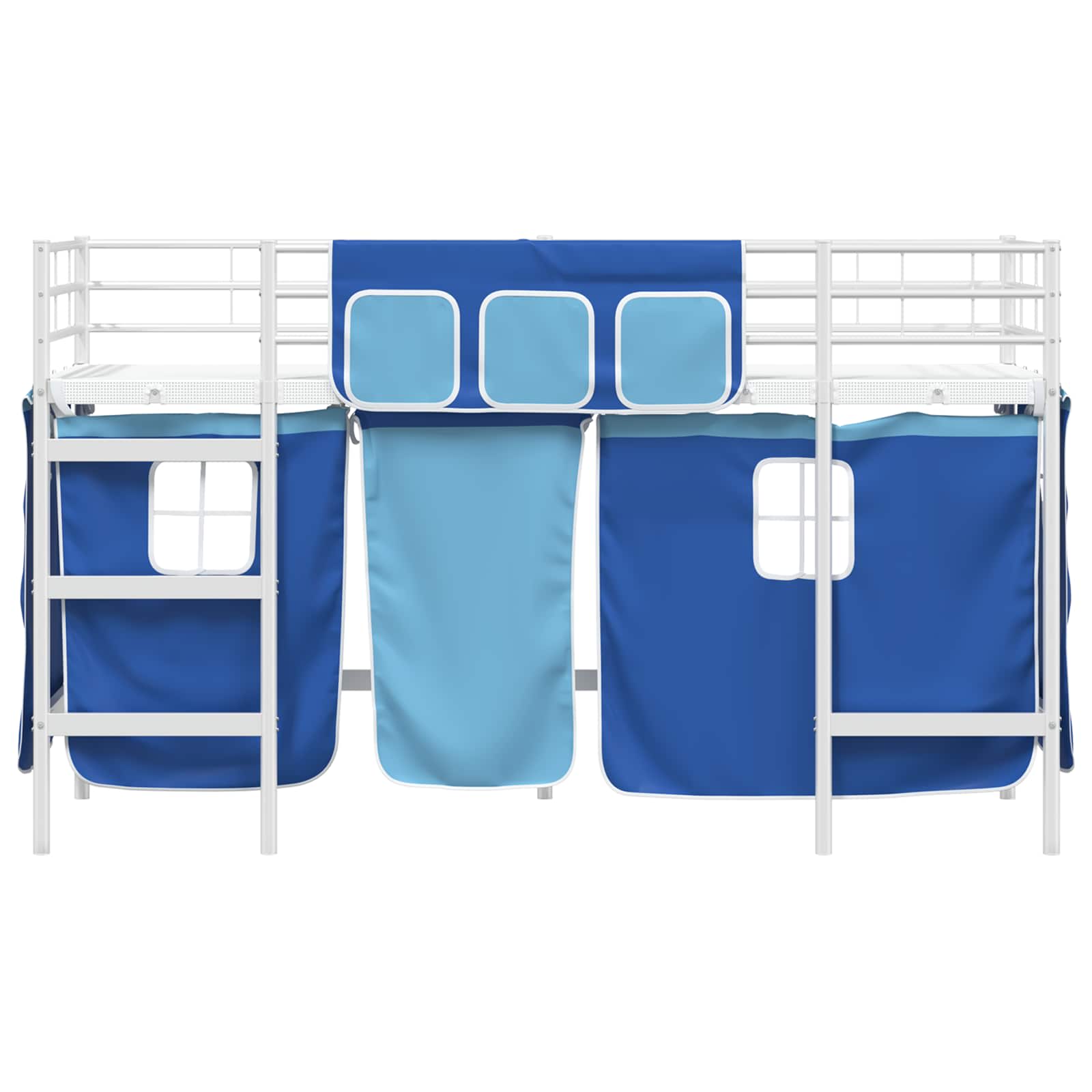 Loftbedframe voor Kinderen met Gordijnen Wit en Blauw is nu te koop bij PeponiXL, paradijselijk wonen!