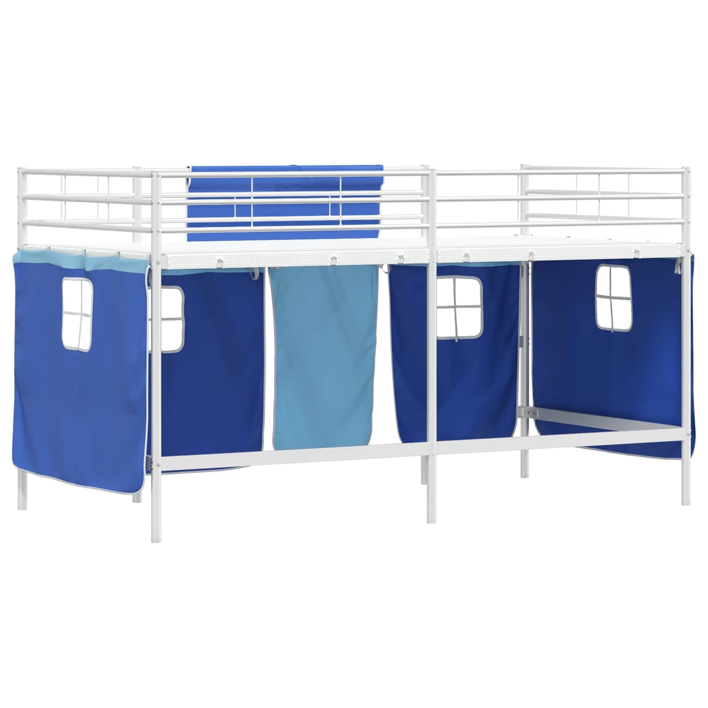 Loftbedframe voor Kinderen met Gordijnen Wit en Blauw is nu te koop bij PeponiXL, paradijselijk wonen!