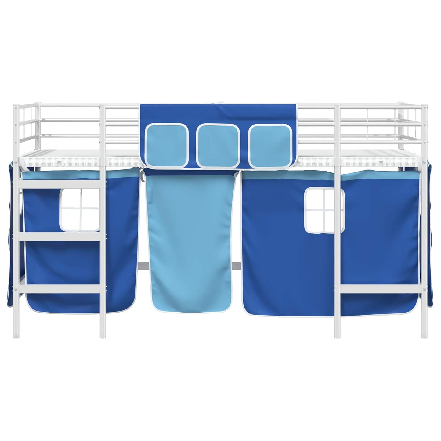 Loftbedframe voor Kinderen met Gordijnen Wit en Blauw is nu te koop bij PeponiXL, paradijselijk wonen!
