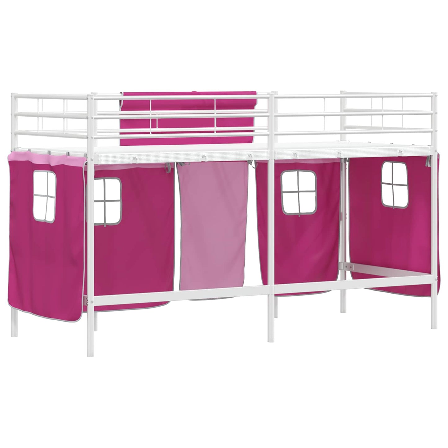 Loftbedframe voor Kinderen met Gordijnen Wit en Roze is nu te koop bij PeponiXL, paradijselijk wonen!