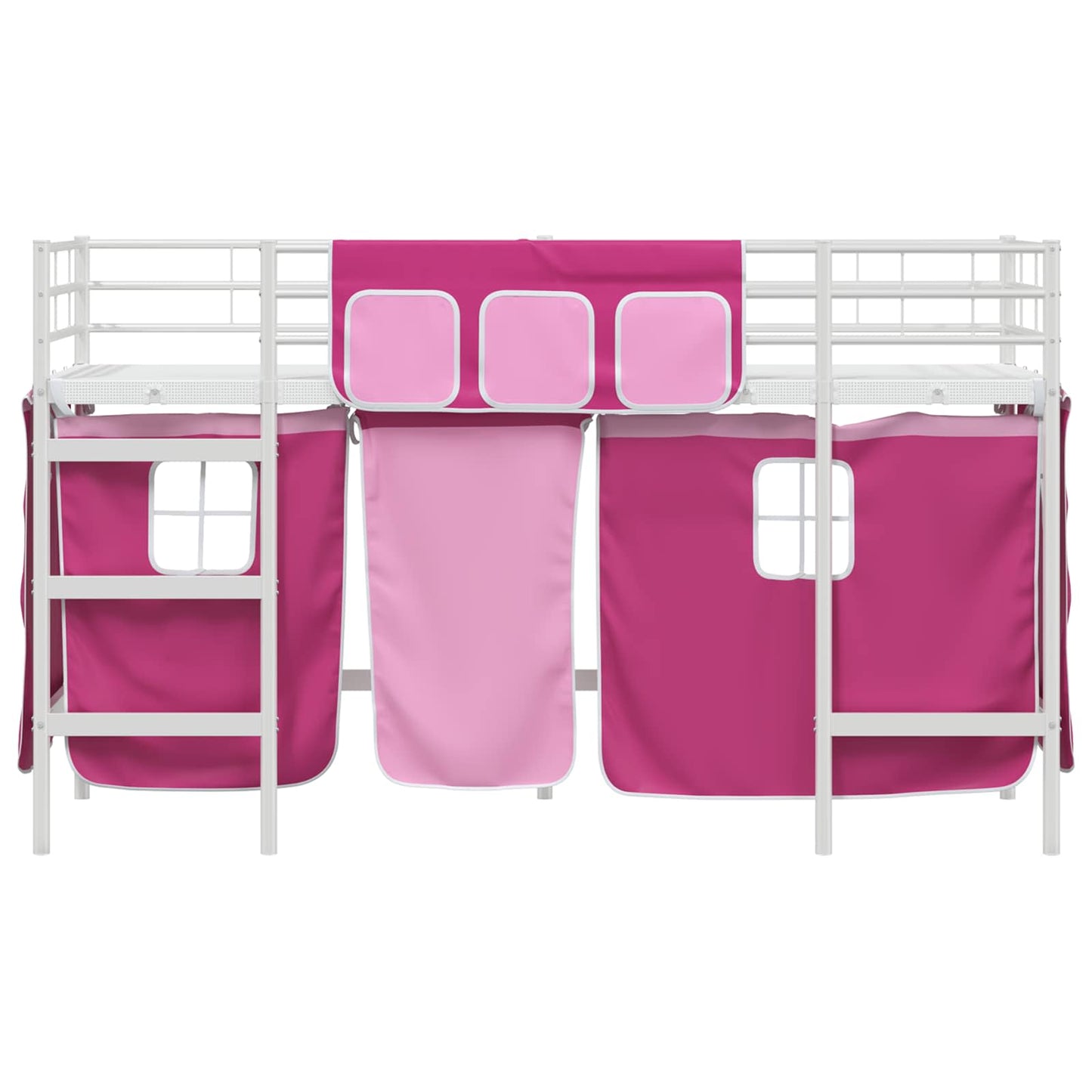 Loftbedframe voor Kinderen met Gordijnen Wit en Roze is nu te koop bij PeponiXL, paradijselijk wonen!