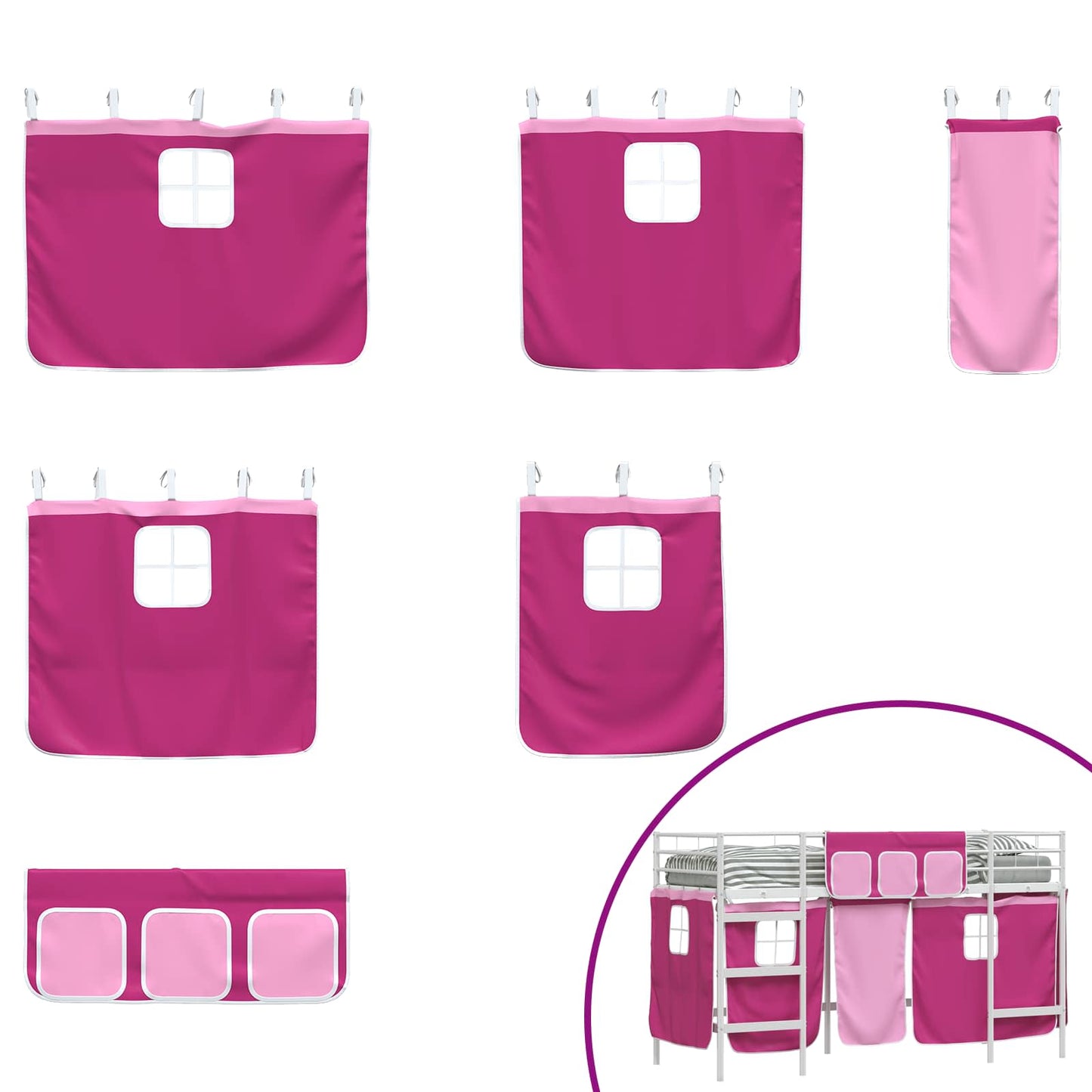 Loftbedframe voor Kinderen met Gordijnen Wit en Roze is nu te koop bij PeponiXL, paradijselijk wonen!