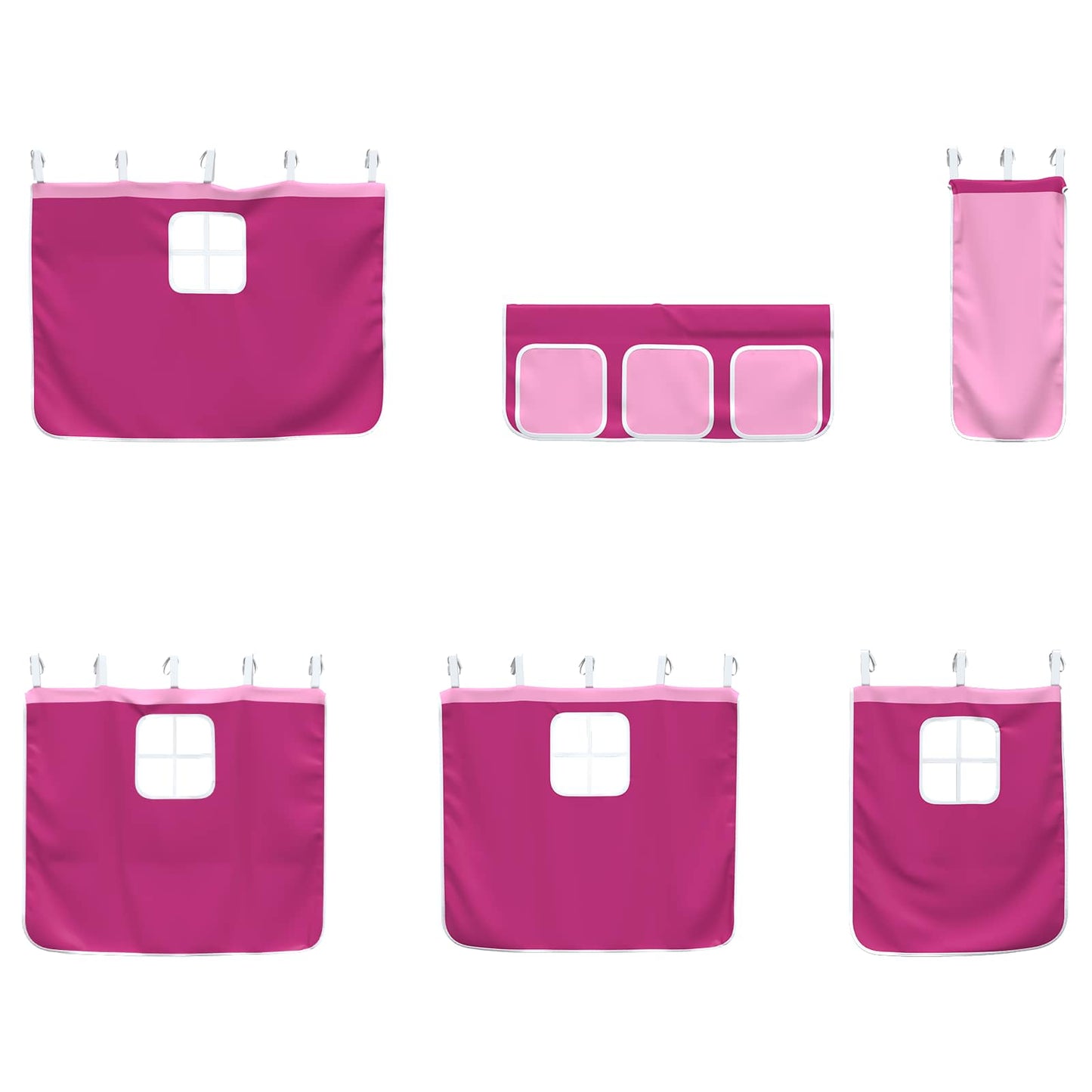 Loftbedframe voor Kinderen met Gordijnen Wit en Roze is nu te koop bij PeponiXL, paradijselijk wonen!