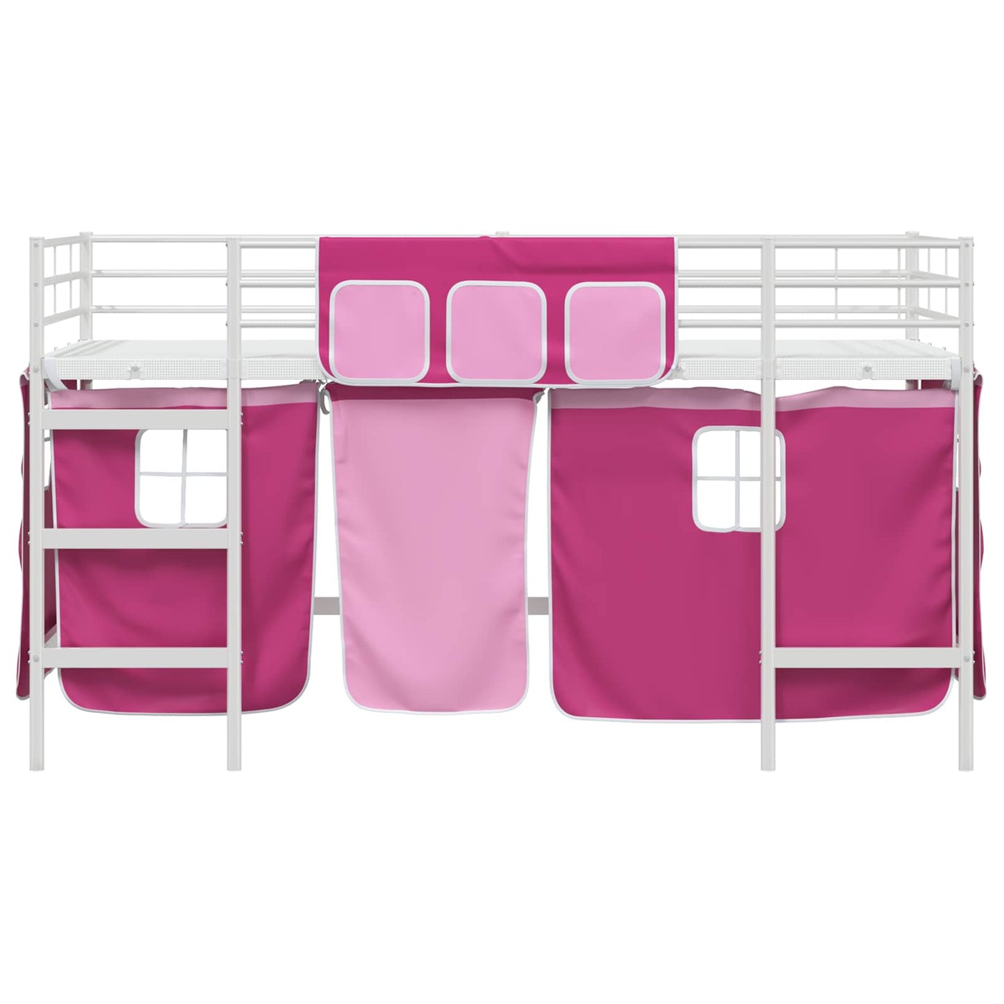 Loftbedframe voor Kinderen met Gordijnen Wit en Roze is nu te koop bij PeponiXL, paradijselijk wonen!