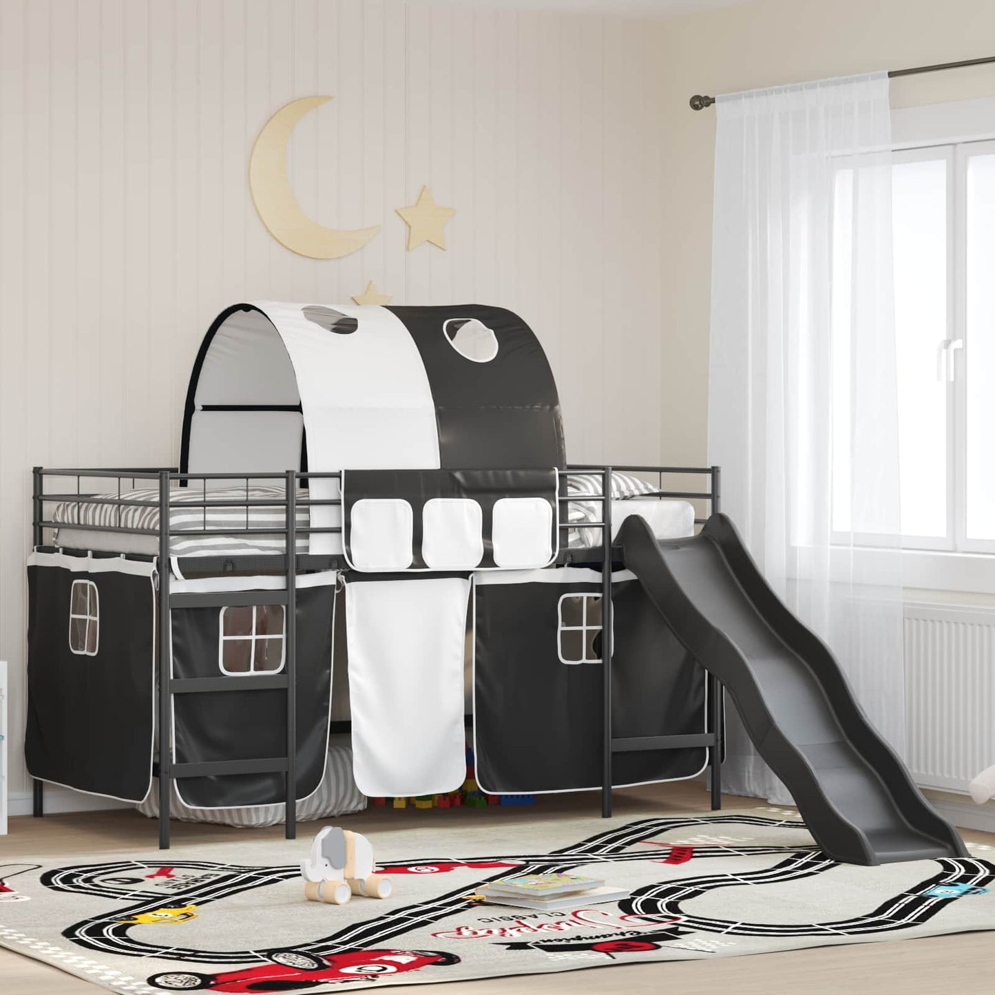 Loftbed voor Kids Zwart 80 x 200 cm Metaal is nu te koop bij PeponiXL, paradijselijk wonen!