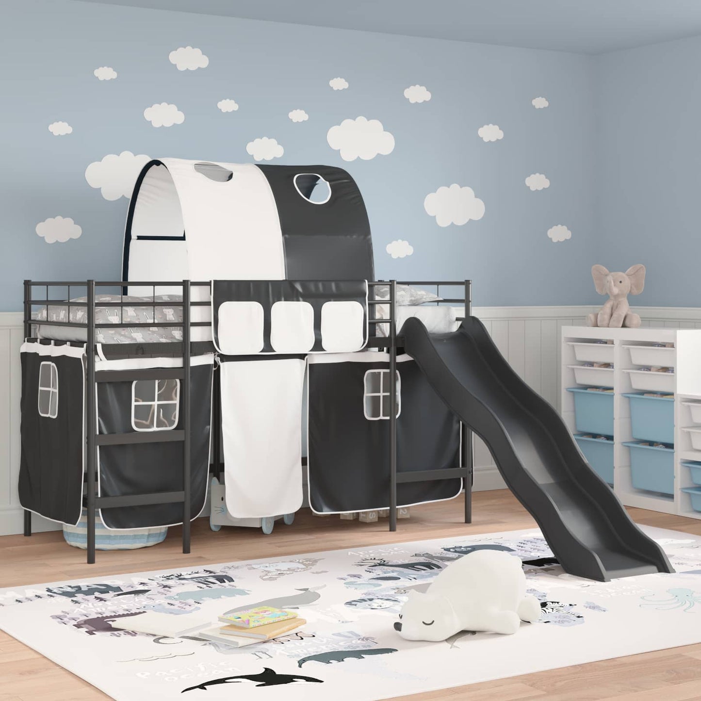 Loftbed voor Kids Zwart 90 x 190 cm Metaal is nu te koop bij PeponiXL, paradijselijk wonen!