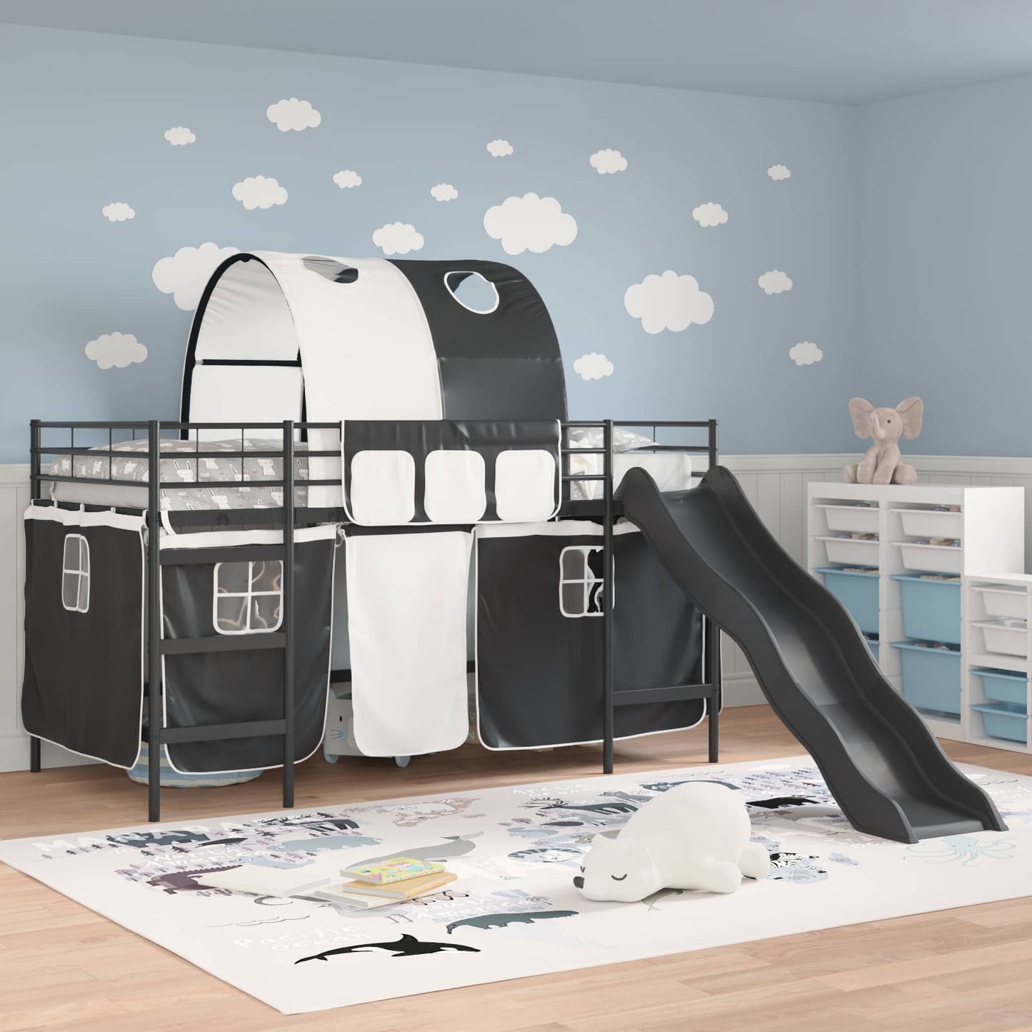 Loftbed voor Kids Zwart 100 x 200 cm Metaal is nu te koop bij PeponiXL, paradijselijk wonen!