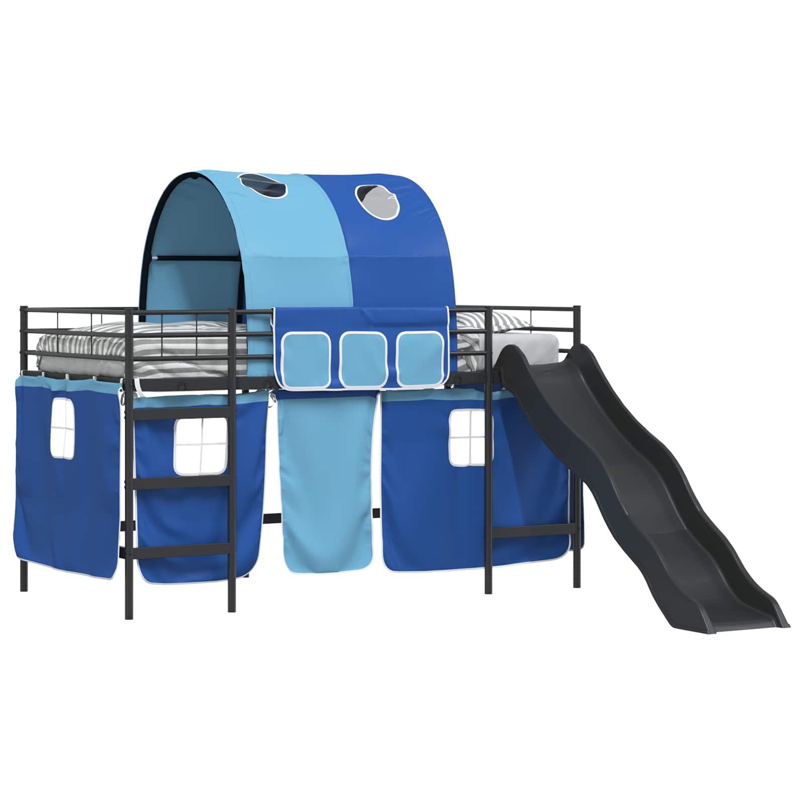 Loftbed voor Kids Zwart en Blauw 80 x 200 cm Metaal is nu te koop bij PeponiXL, paradijselijk wonen!