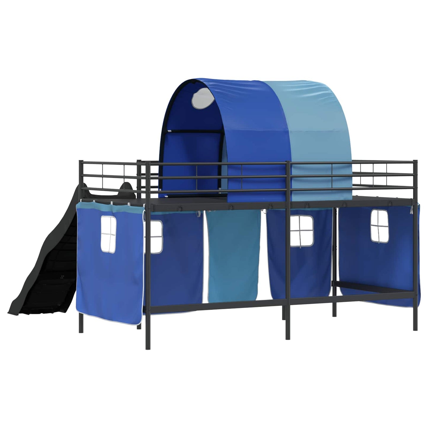 Loftbed voor Kids Zwart en Blauw 80 x 200 cm Metaal is nu te koop bij PeponiXL, paradijselijk wonen!