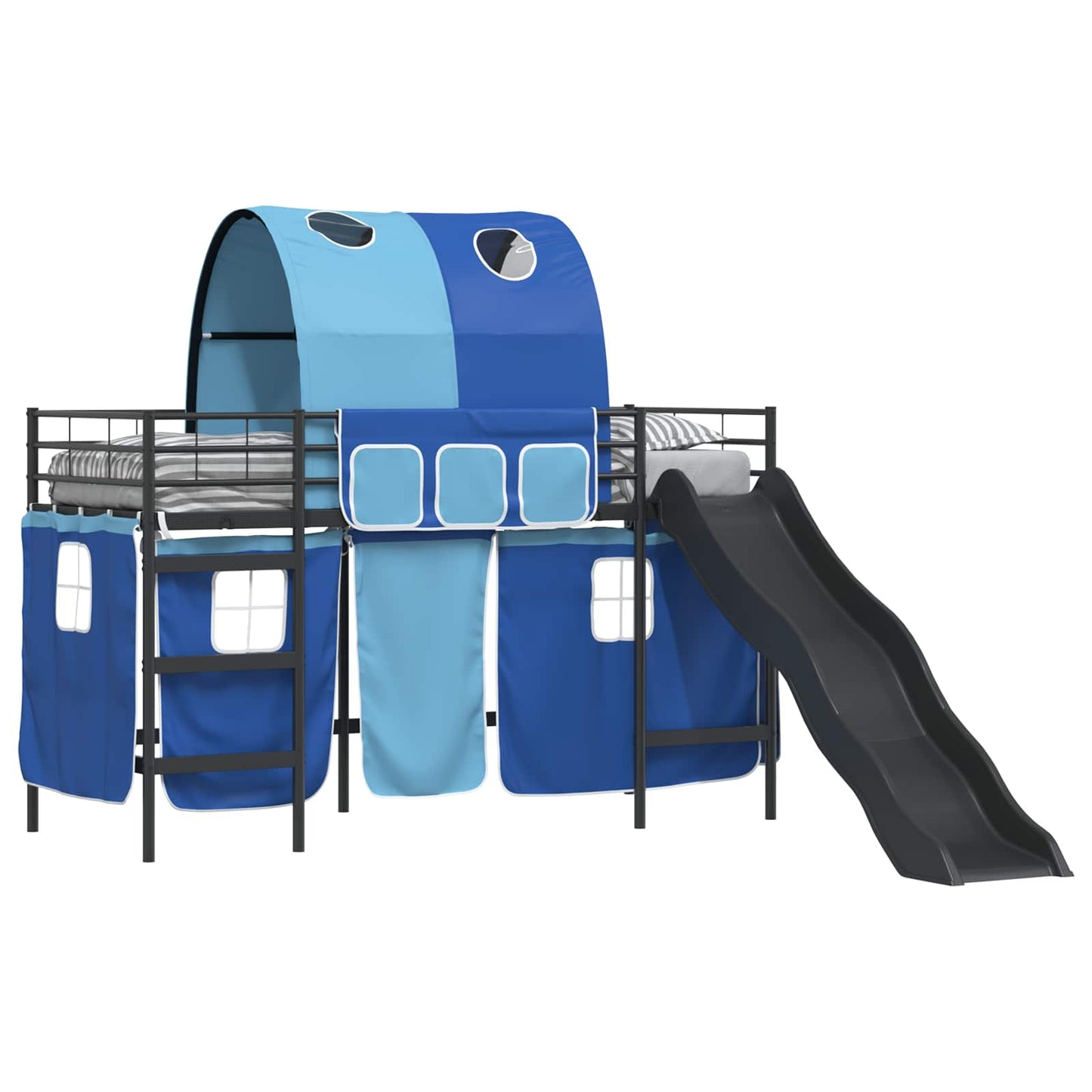 Loftbed voor Kids Zwart en Blauw 90 x 190 cm Metaal is nu te koop bij PeponiXL, paradijselijk wonen!