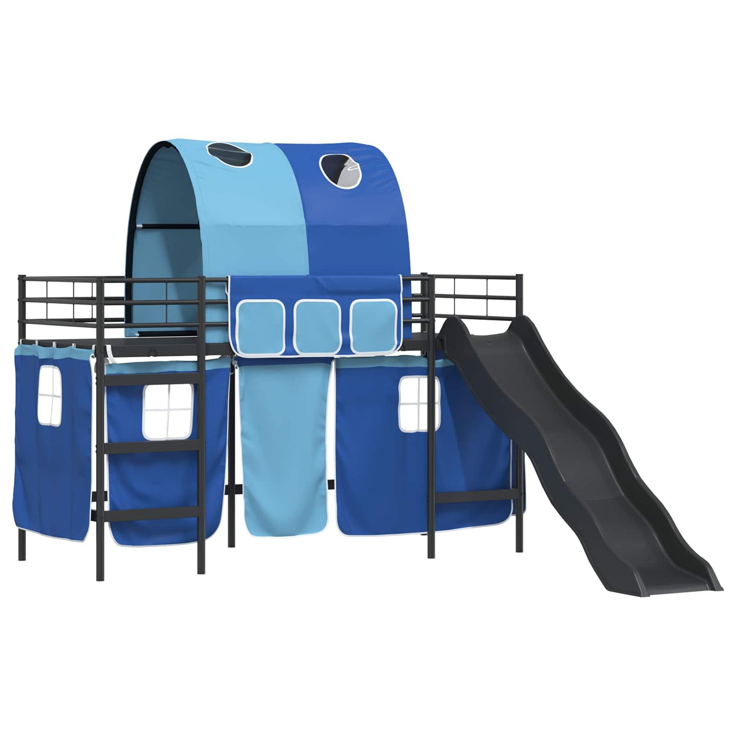 Loftbed voor Kids Zwart en Blauw 100 x 190 cm Metaal is nu te koop bij PeponiXL, paradijselijk wonen!
