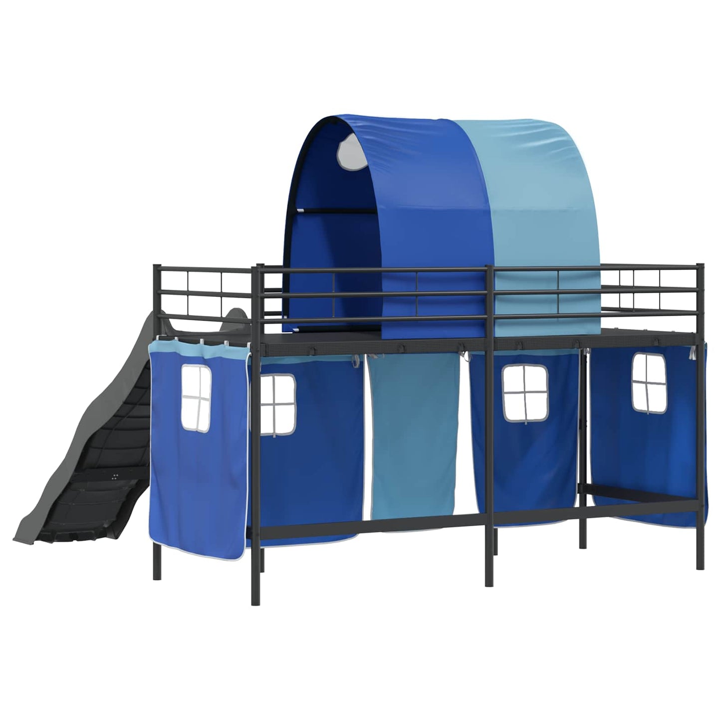 Loftbed voor Kids Zwart en Blauw 100 x 190 cm Metaal is nu te koop bij PeponiXL, paradijselijk wonen!
