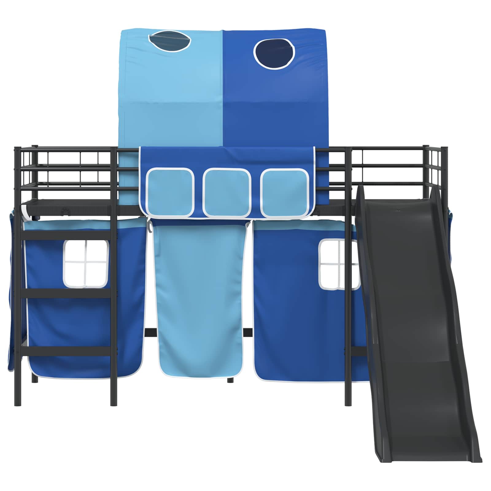 Loftbed voor Kids Zwart en Blauw 100 x 190 cm Metaal is nu te koop bij PeponiXL, paradijselijk wonen!
