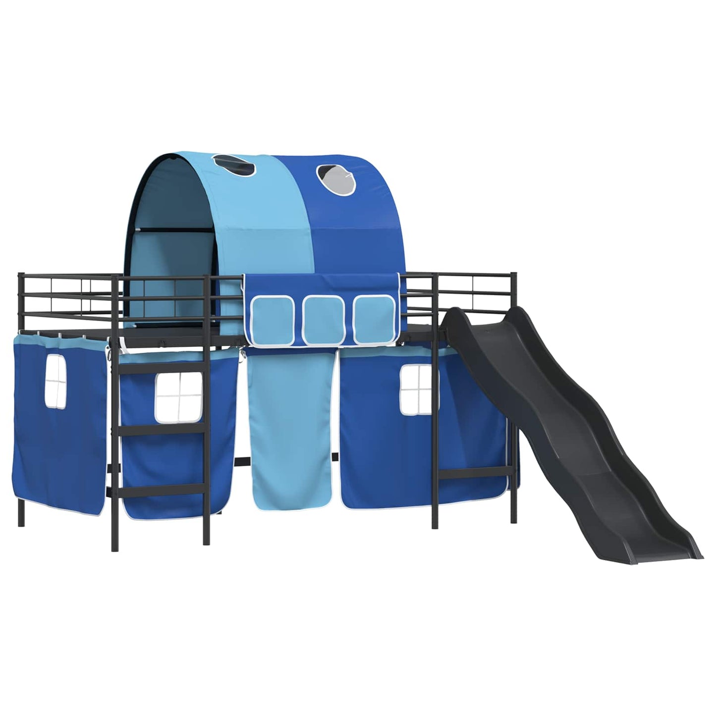Loftbed voor Kids Zwart en Blauw 100 x 200 cm Metaal is nu te koop bij PeponiXL, paradijselijk wonen!