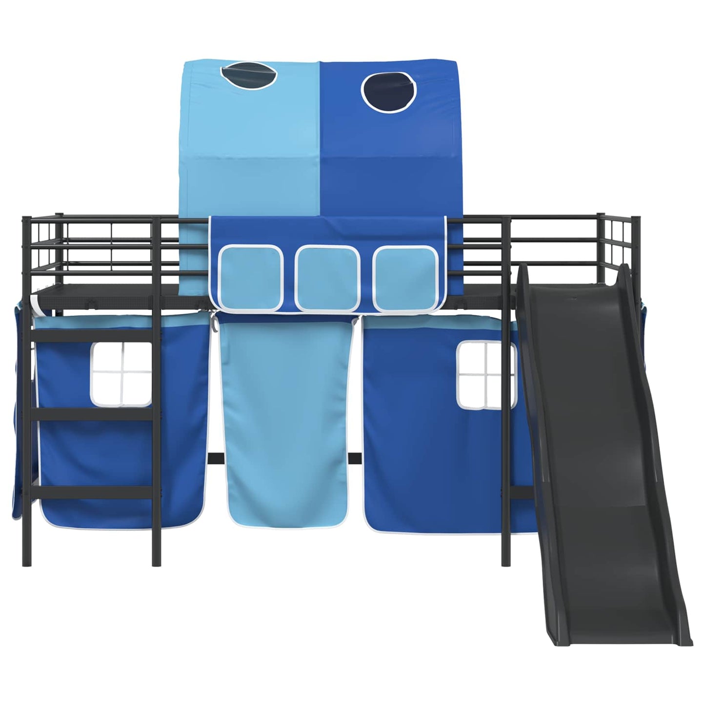 Loftbed voor Kids Zwart en Blauw 107 x 200 cm Metaal is nu te koop bij PeponiXL, paradijselijk wonen!