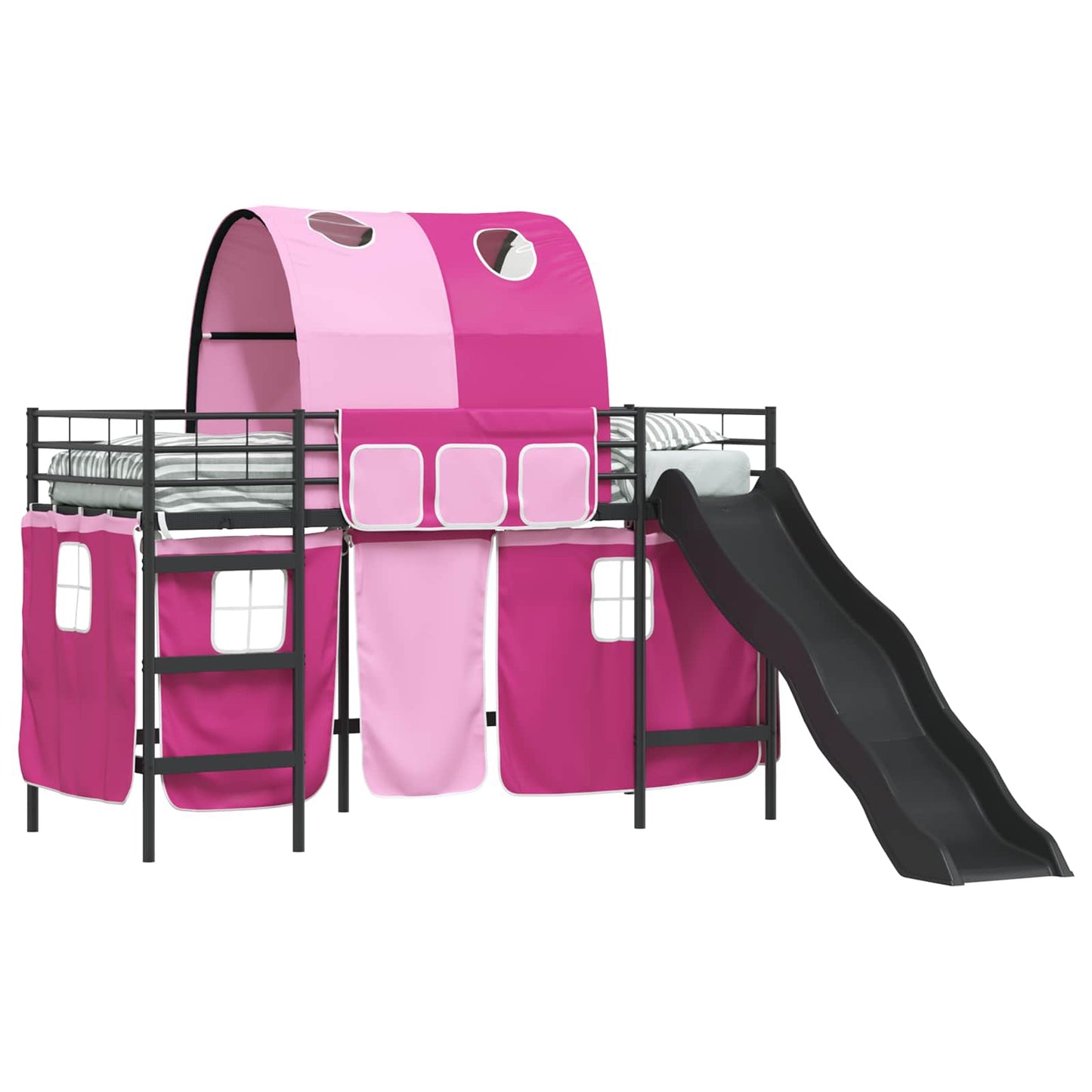 Loftbed voor Kids Zwart en Roze 75 x 190 cm Metaal is nu te koop bij PeponiXL, paradijselijk wonen!