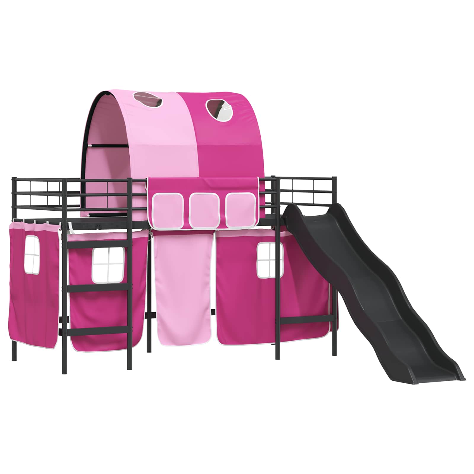 Loftbed voor Kids Zwart en Roze 75 x 190 cm Metaal is nu te koop bij PeponiXL, paradijselijk wonen!