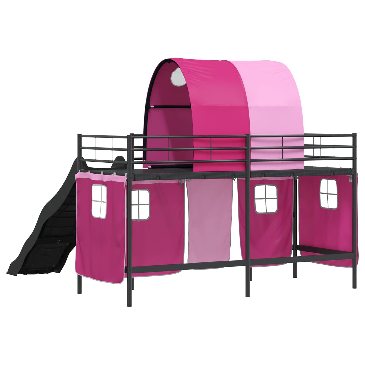 Loftbed voor Kids Zwart en Roze 90 x 190 cm Metaal is nu te koop bij PeponiXL, paradijselijk wonen!