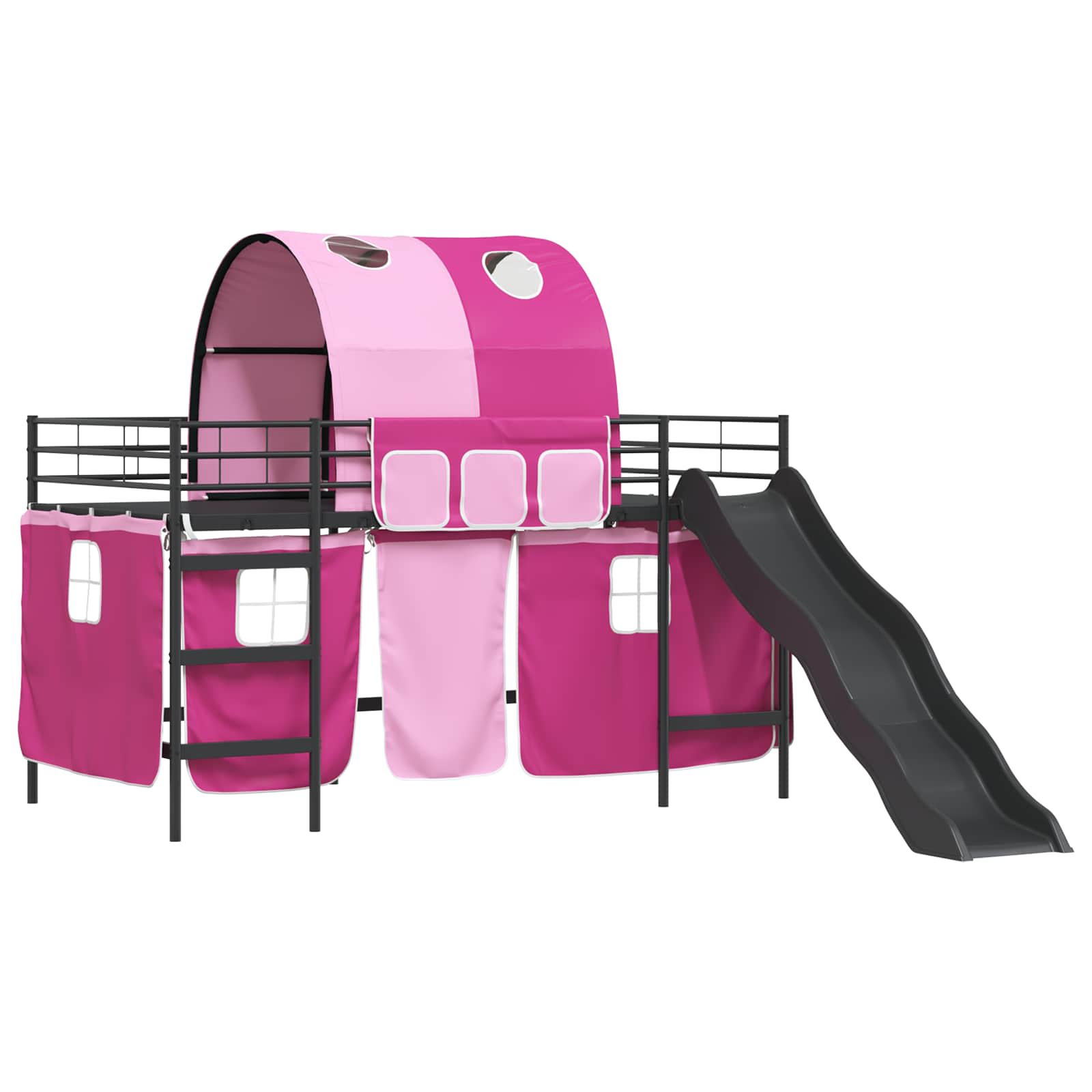 Loftbed voor Kids Zwart en Roze 90 x 200 cm Metaal is nu te koop bij PeponiXL, paradijselijk wonen!