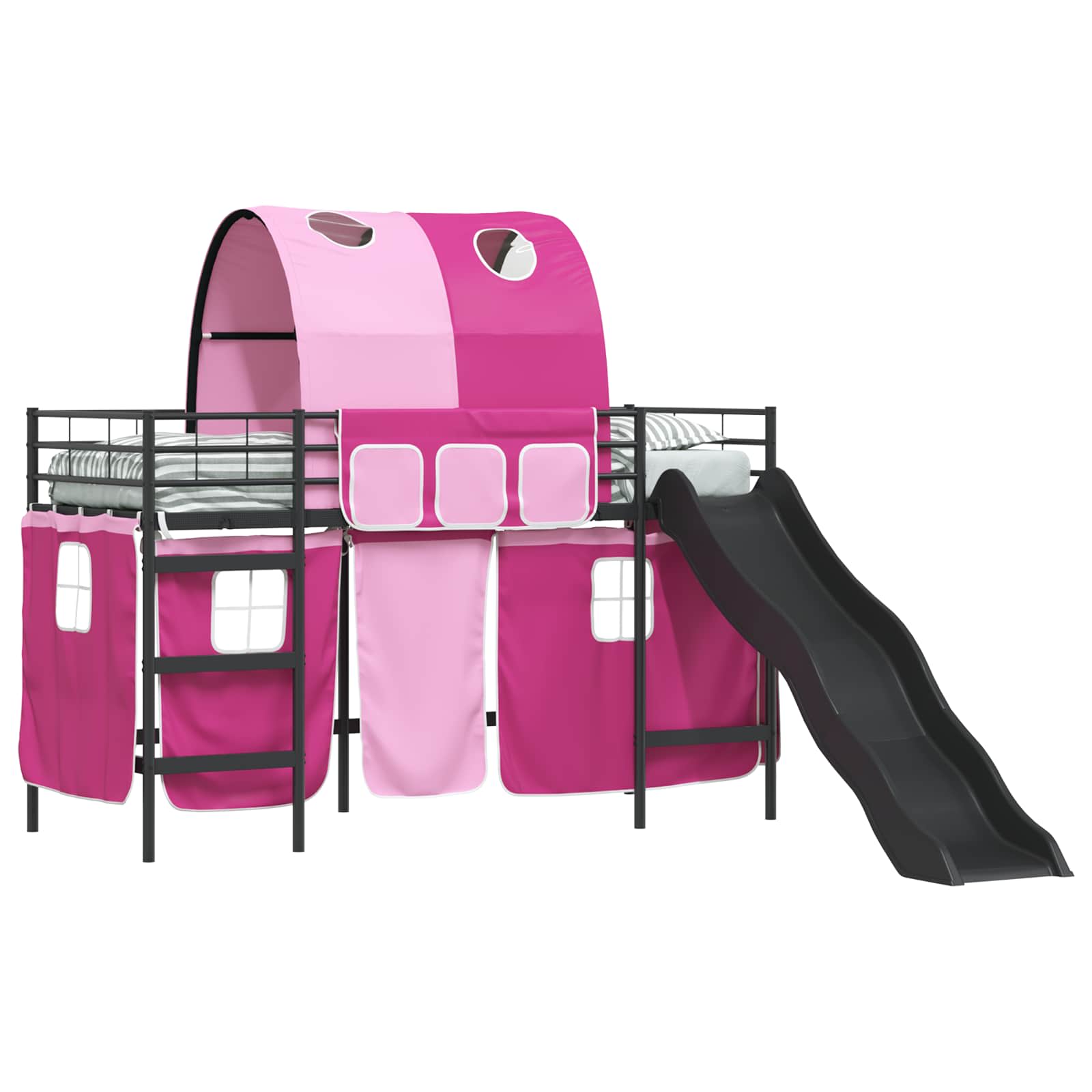 Loftbed voor Kids Zwart en Roze 100 x 190 cm Metaal is nu te koop bij PeponiXL, paradijselijk wonen!