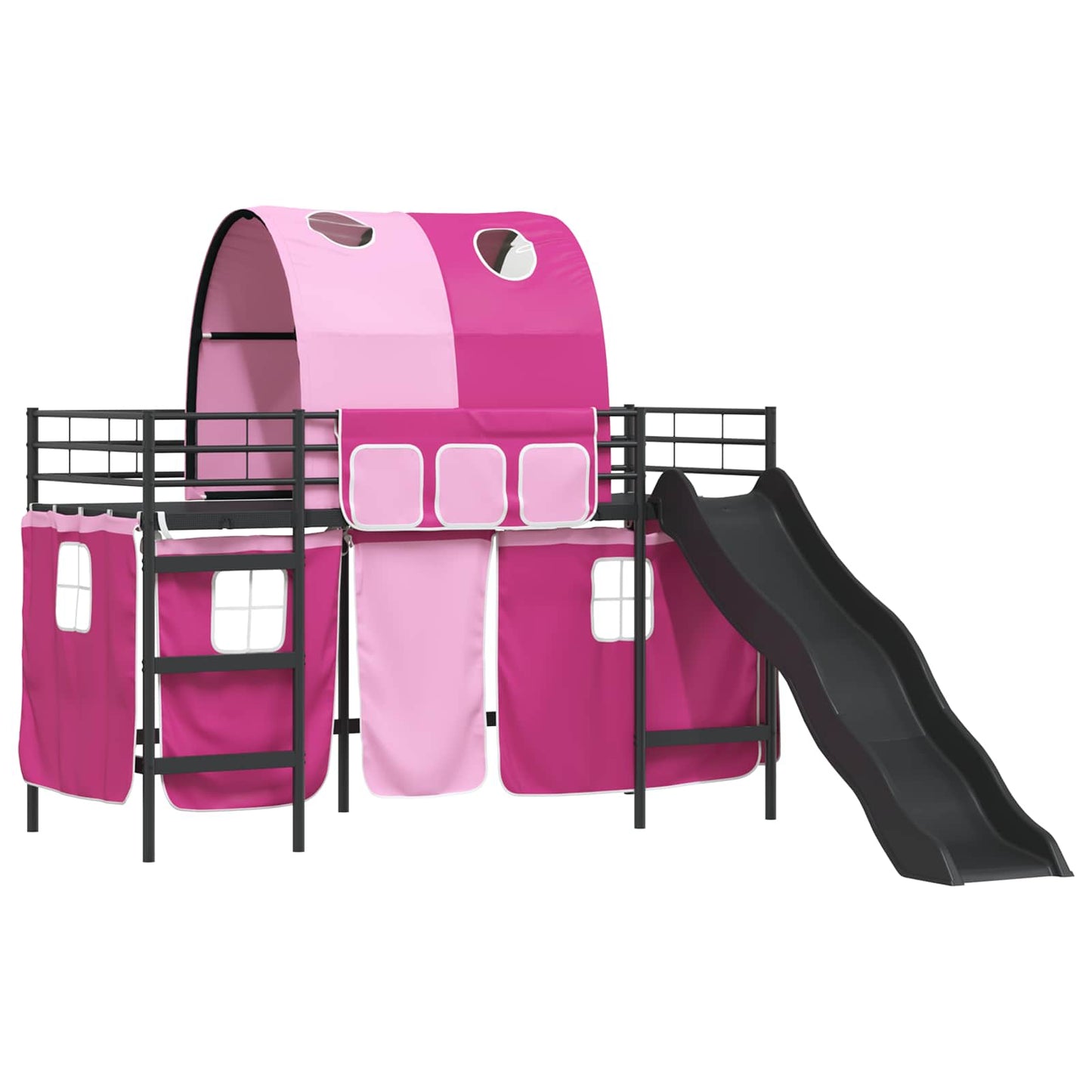 Loftbed voor Kids Zwart en Roze 100 x 190 cm Metaal is nu te koop bij PeponiXL, paradijselijk wonen!