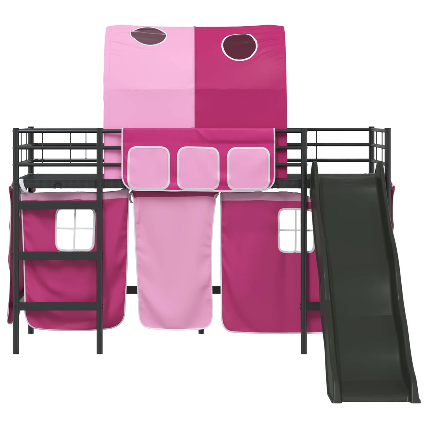 Loftbed voor Kids Zwart en Roze 100 x 190 cm Metaal is nu te koop bij PeponiXL, paradijselijk wonen!