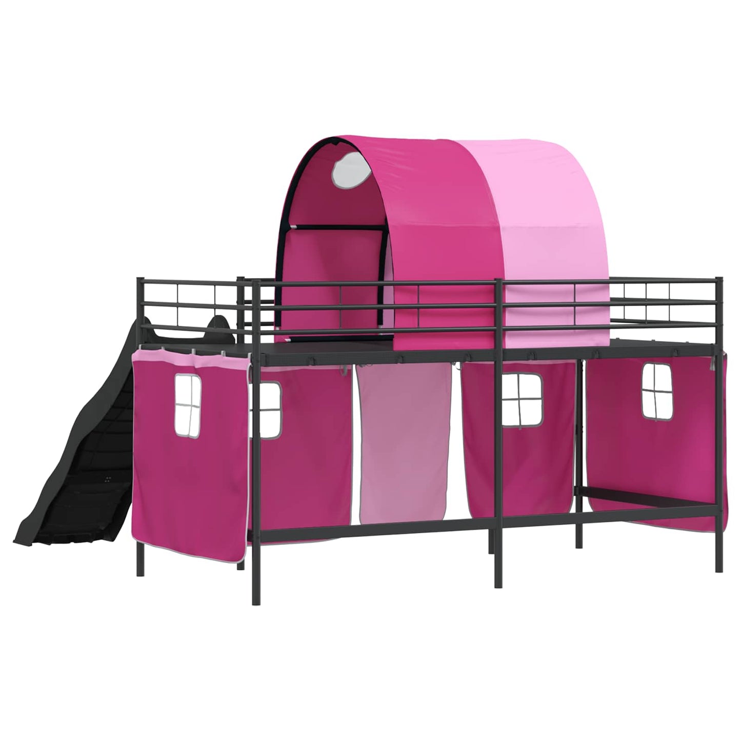 Loftbed voor Kids Zwart en Roze 107 x 200 cm Metaal is nu te koop bij PeponiXL, paradijselijk wonen!