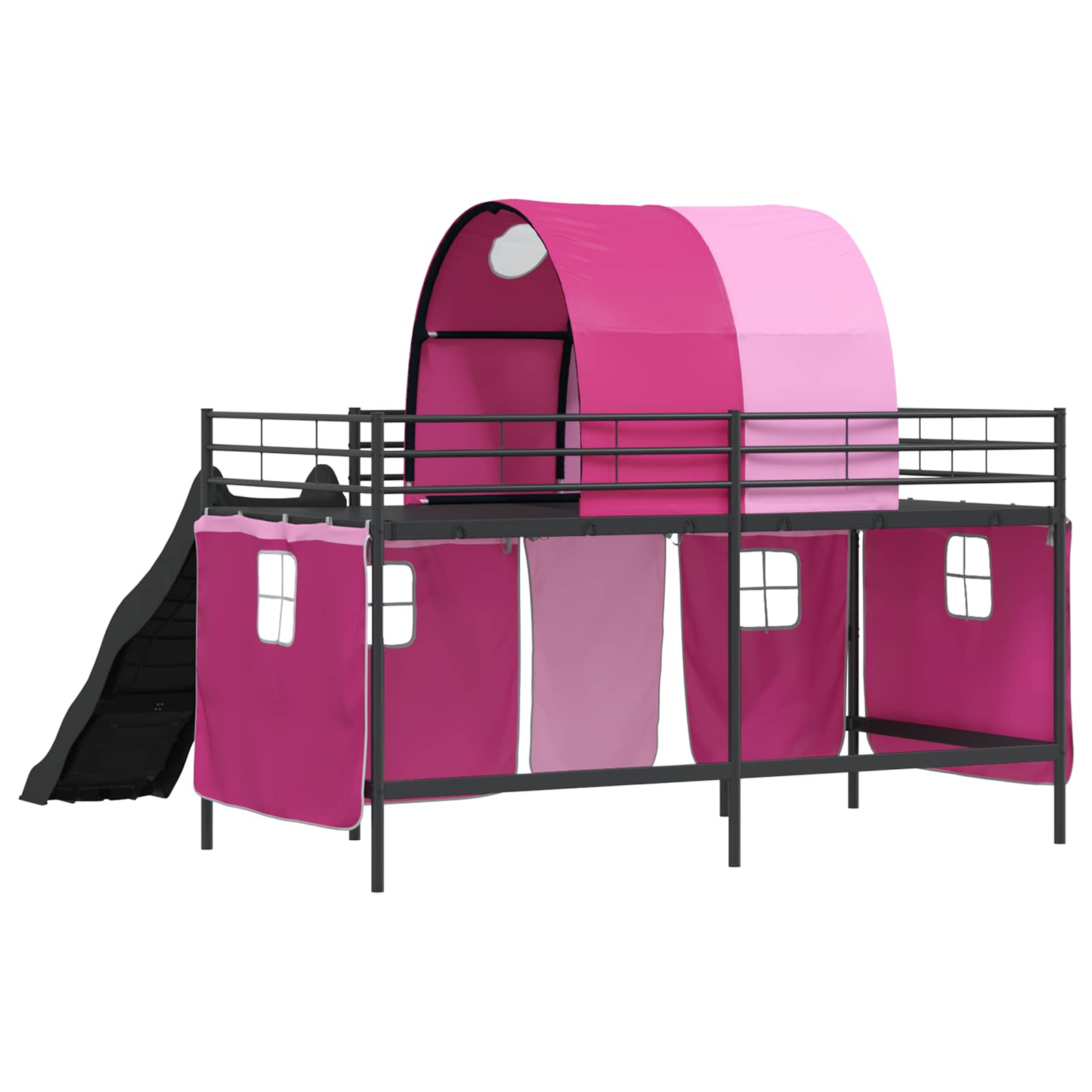 Loftbed voor Kids Zwart en Roze 107 x 200 cm Metaal is nu te koop bij PeponiXL, paradijselijk wonen!