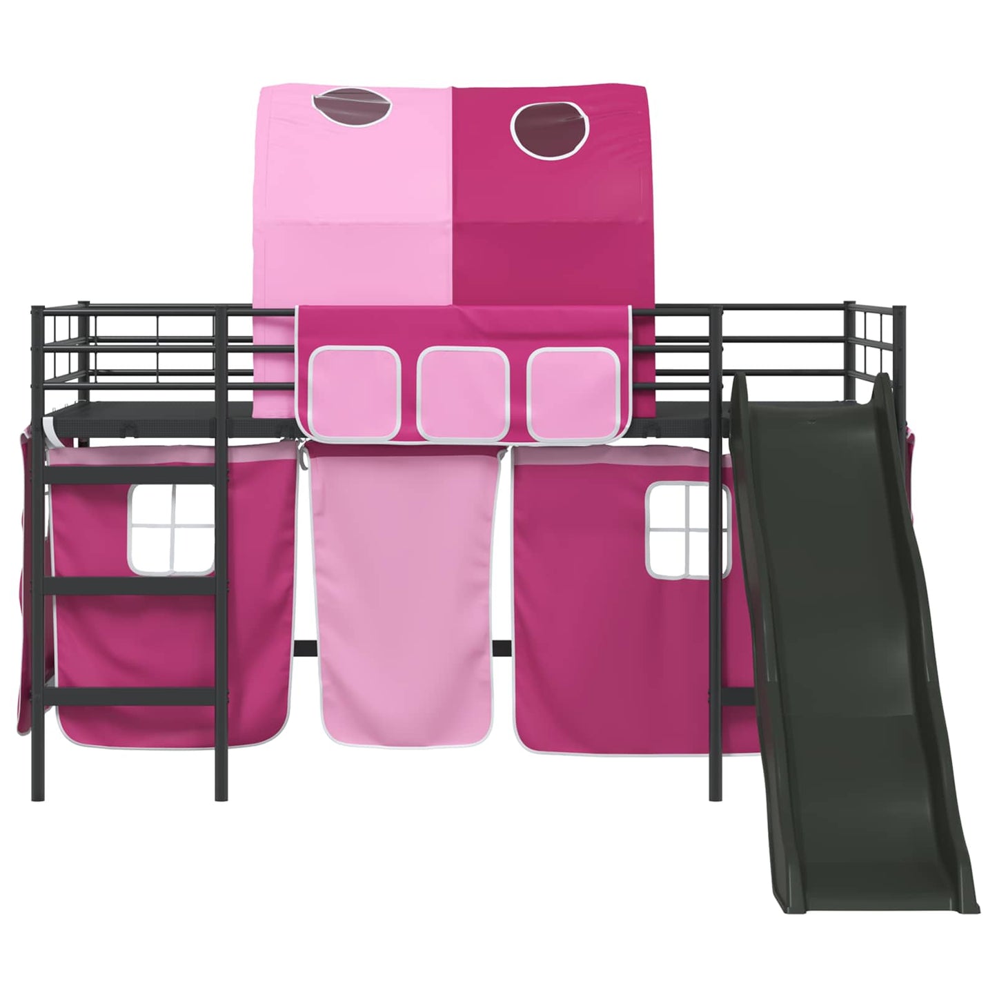 Loftbed voor Kids Zwart en Roze 107 x 200 cm Metaal is nu te koop bij PeponiXL, paradijselijk wonen!