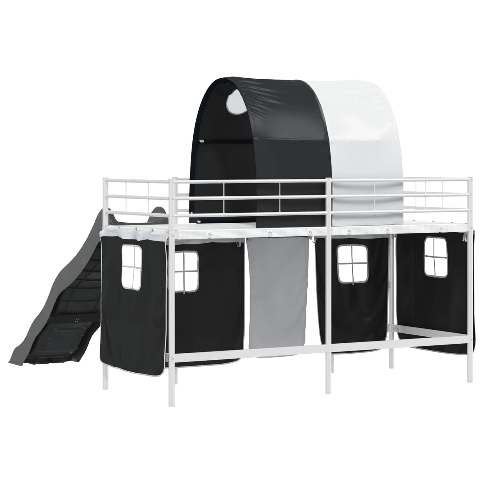 Loftbed voor Kids Wit en zwart 90 x 190 cm Metaal is nu te koop bij PeponiXL, paradijselijk wonen!