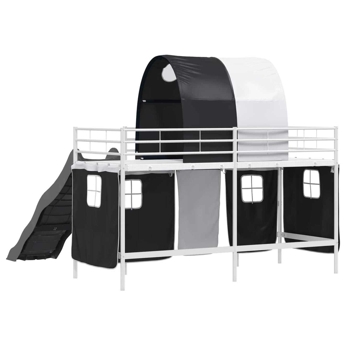 Loftbed voor Kids Wit en zwart 100 x 190 cm Metaal is nu te koop bij PeponiXL, paradijselijk wonen!