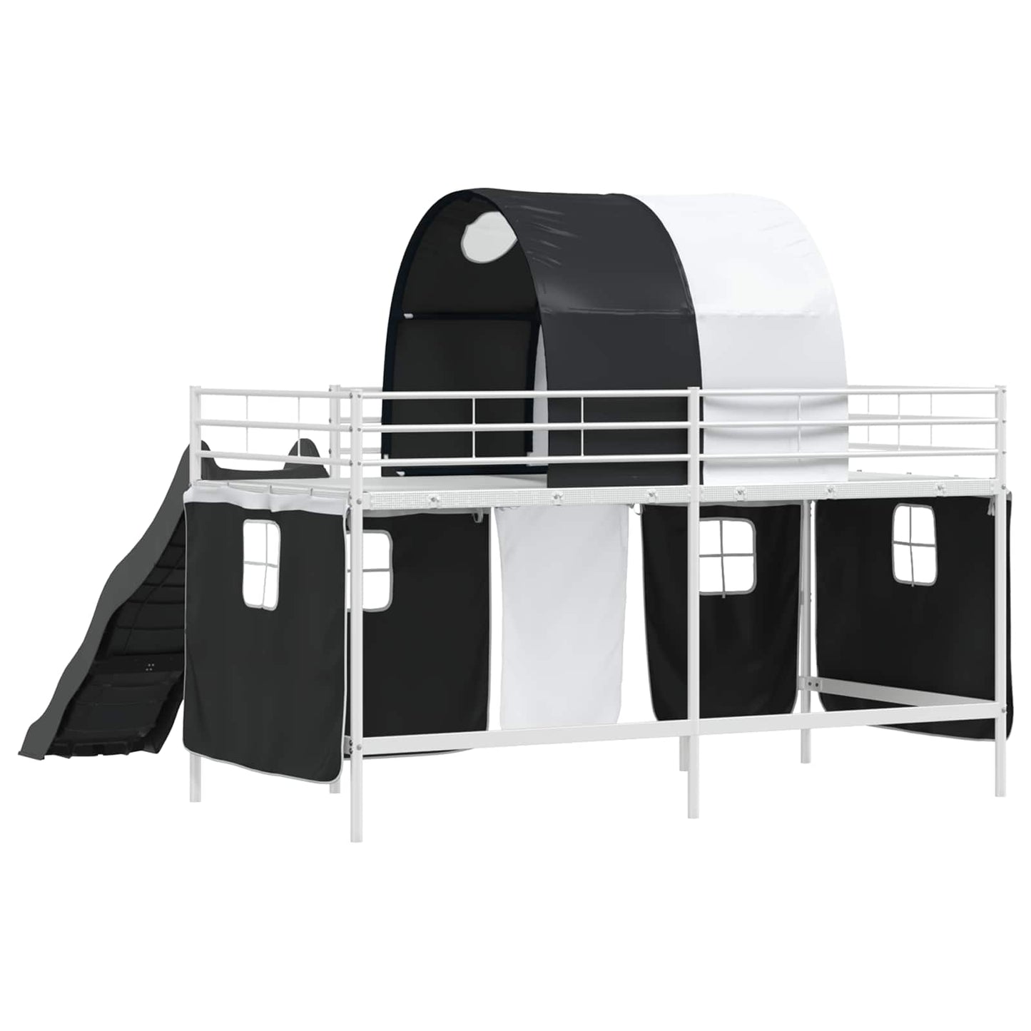 Loftbed voor Kids Wit en zwart 100 x 200 cm Metaal is nu te koop bij PeponiXL, paradijselijk wonen!